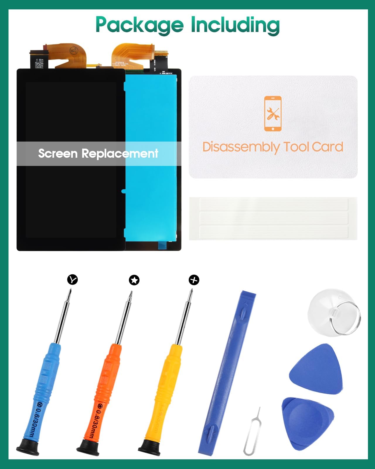 Nintendo Switch V2 LCD Screen Replacement Kit - HAC-001(-01) 2019 Model (Not for V1) - Touch Screen Digitizer Display Assembly with Tools - Perfect for DIY Repair & Screen Damage Replacement