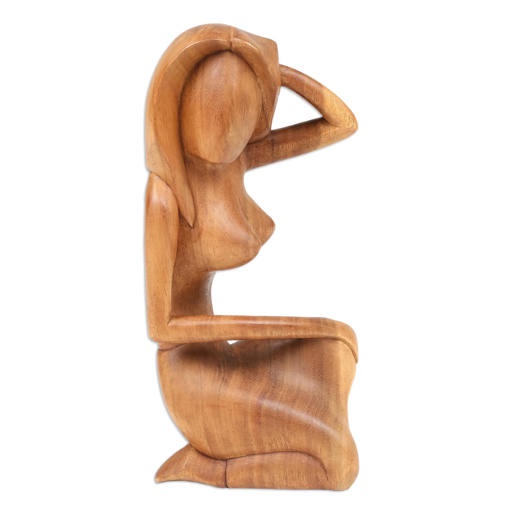 NOVICA Large Brown Female Form Wood Sculpture - 13.75