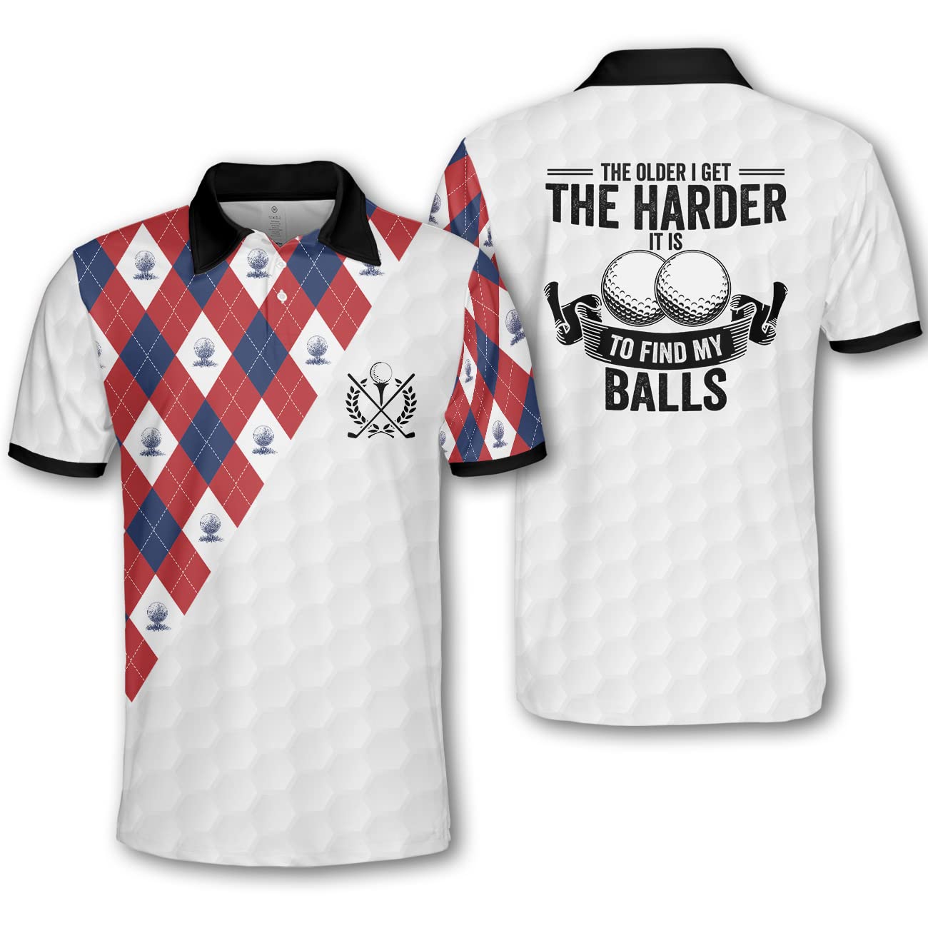 Argyle Golf Shirt for Men - Funny & Crazy Polo Dry Fit Shirt - Breathable Moisture Wicking Performance Tee - Perfect for Golf Outings, Casual Wear & Club Events