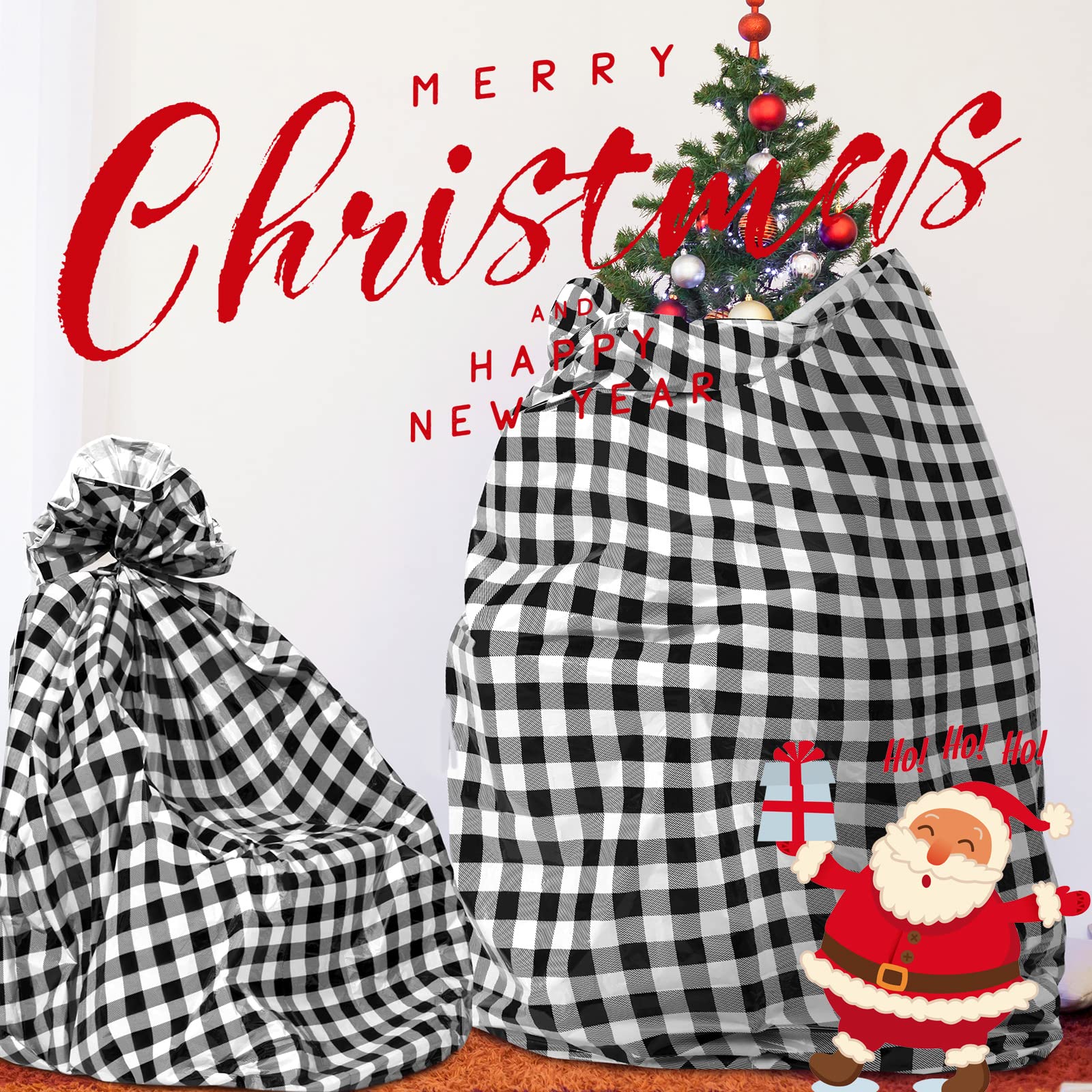 Teling Christmas Tree Storage Bag - Large Xmas Tree Removal & Disposal Bag for 7.5 ft Artificial Trees (Black & White) | Holiday Decoration Storage Solution for Attics, Garages & Basements