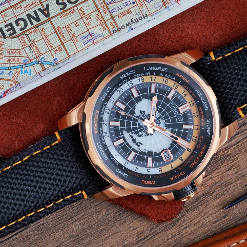 ETERNAL EARTH Automatic Self-Winding GMT Dual Time Zone Men's Watch - Perfect for Business Travel & International Timekeeping
