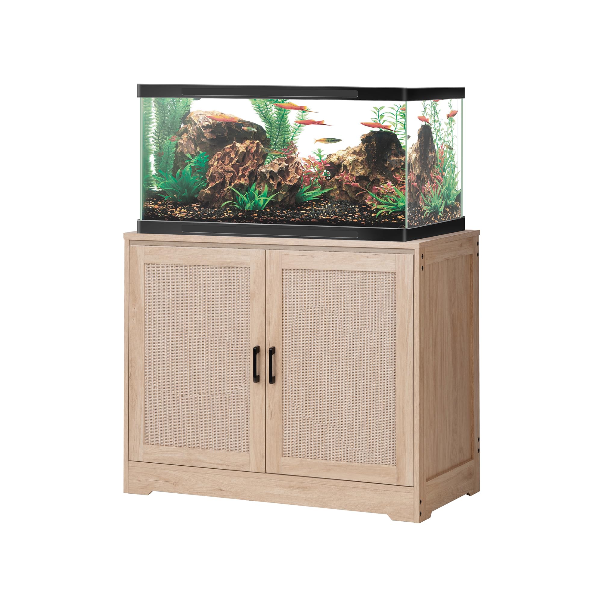 Unipaws 30-50 Gallon Aquarium Stand with Storage Cabinet - Sturdy Wooden Fish Tank Stand for Turtle Tanks, Reptile Terrariums & Home Aquariums - Perfect for Living Room, Office or Classroom Decor