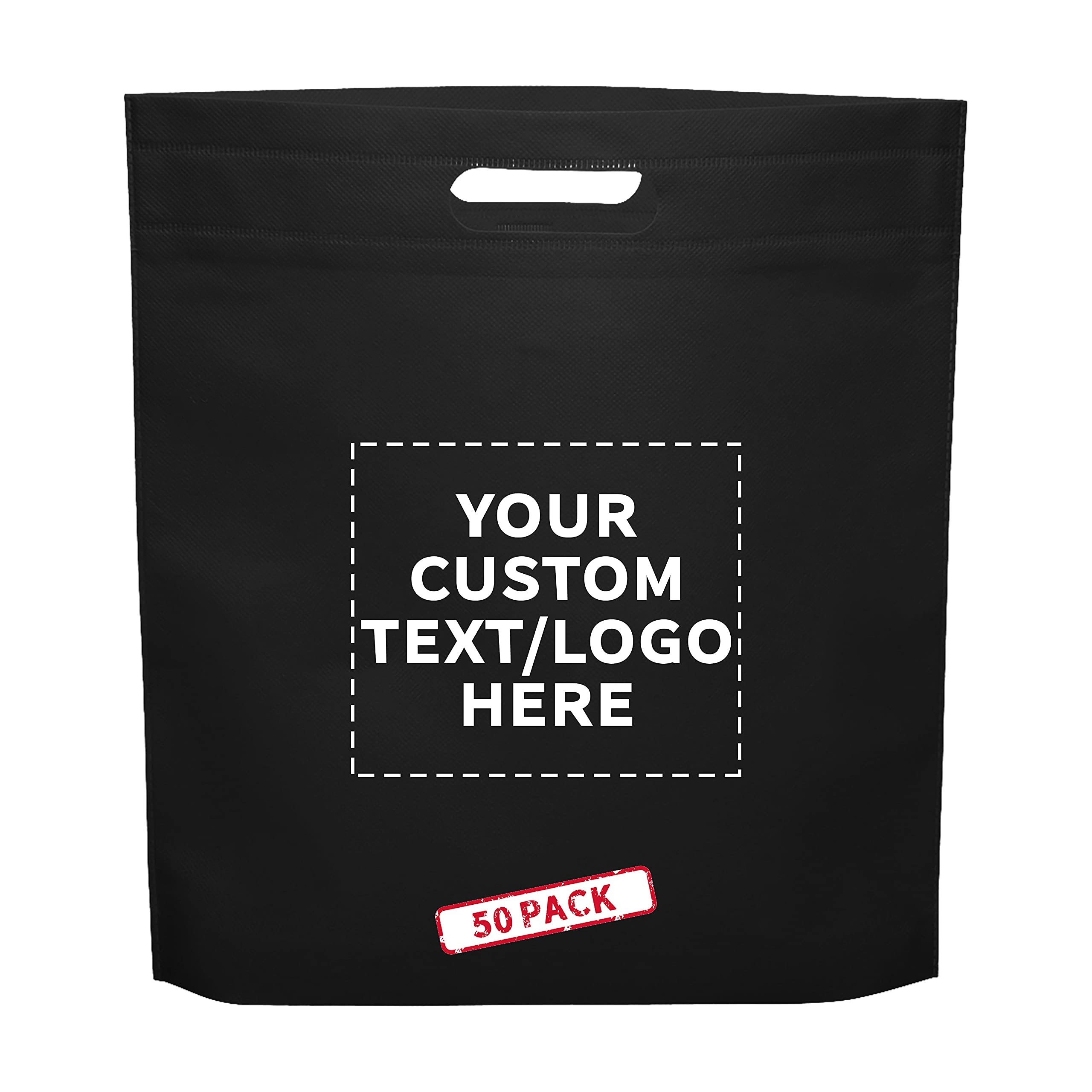 50 Pack Customizable Non-Woven Tote Bags with Die-Cut Handles - Eco-Friendly, Reusable 15