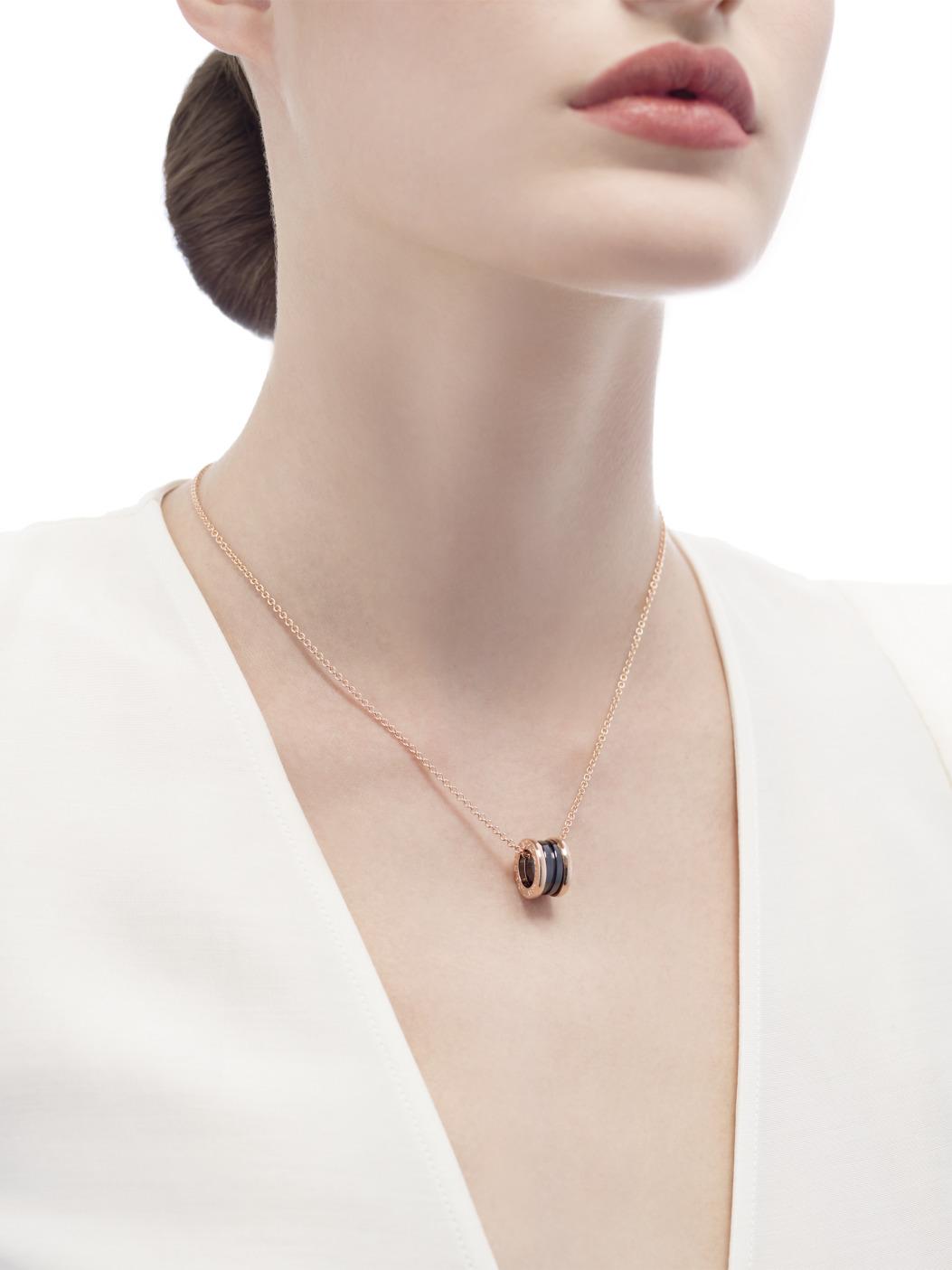 Bvlgari Bulgari 18k Rose Gold B.Zero1 Necklace with Black Ceramic Pendant - Luxury Jewelry Gift for Women, Perfect for Weddings & Special Occasions