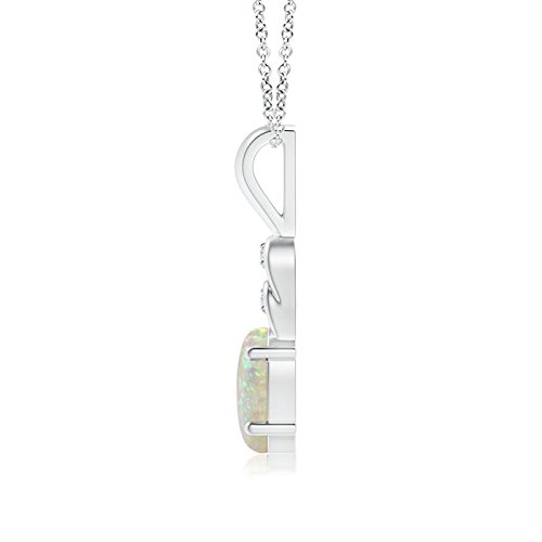 Natural Oval Opal Solitaire Pendant with Diamonds in Sterling Silver/14K Gold/Platinum | October Birthstone Jewelry for Women | Birthday, Engagement, Anniversary & Wedding Gift | Perfect for Everyday Wear & Special Occasions
