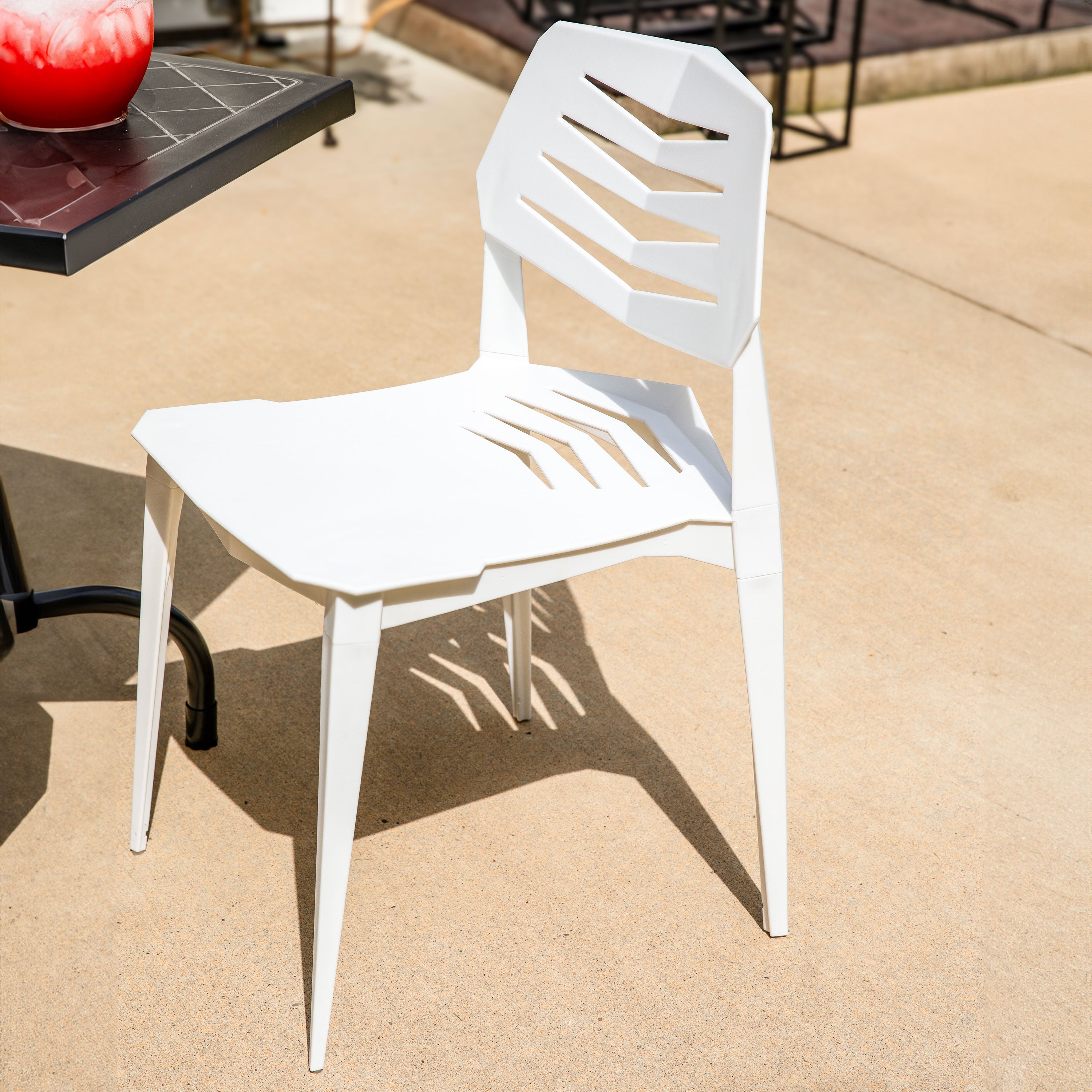 Sunnydaze Matisse Plastic Outdoor Dining Chair - Weather-Resistant Patio Furniture for Garden, Poolside & Backyard Dining - Set of 2 Stackable Chairs