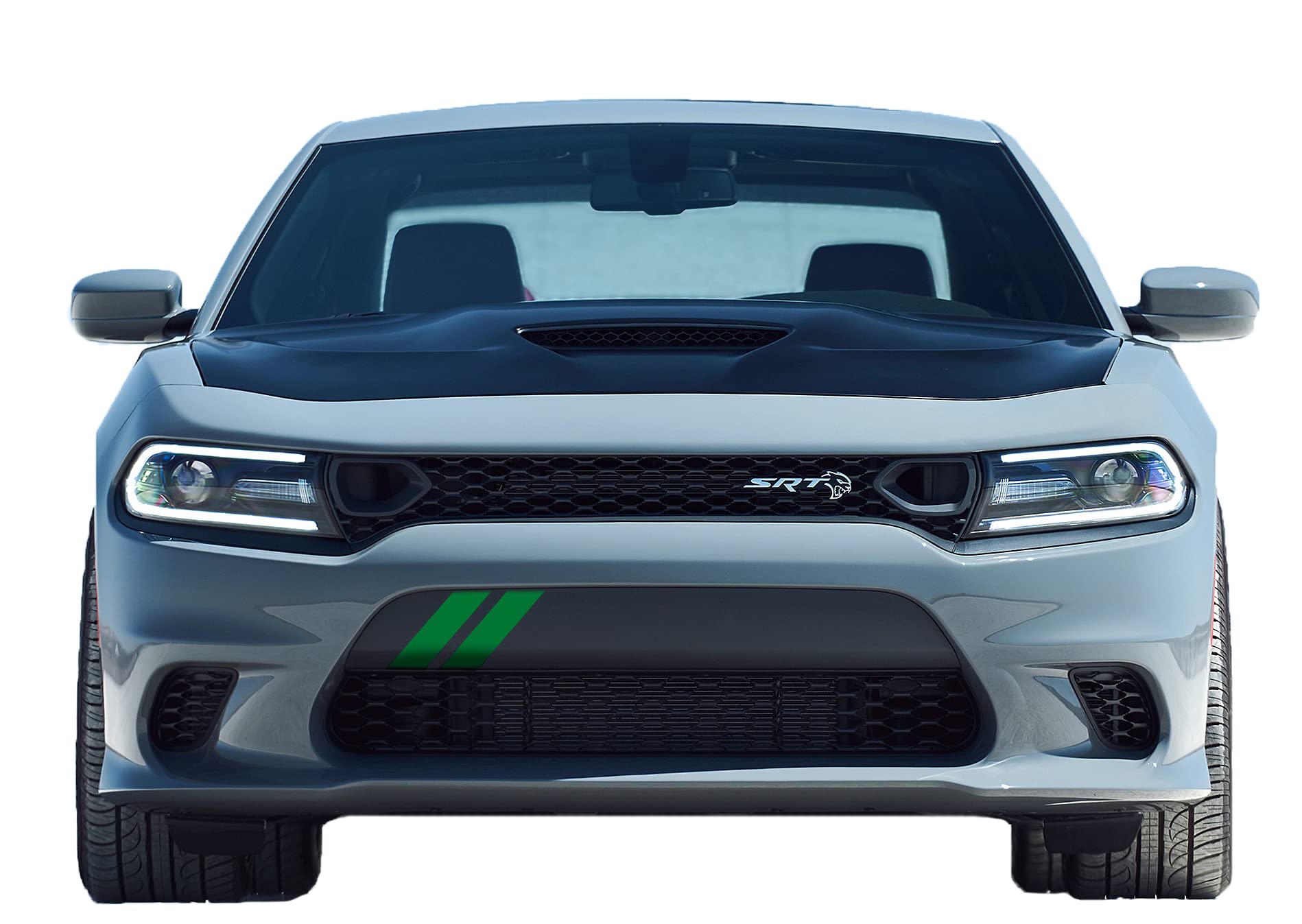 Reflective Green Charger Front Bumper Hash Stripes - High Visibility Decorative Stripes for Dodge Charger (2015-2023) | Car Styling & Night Safety Enhancement