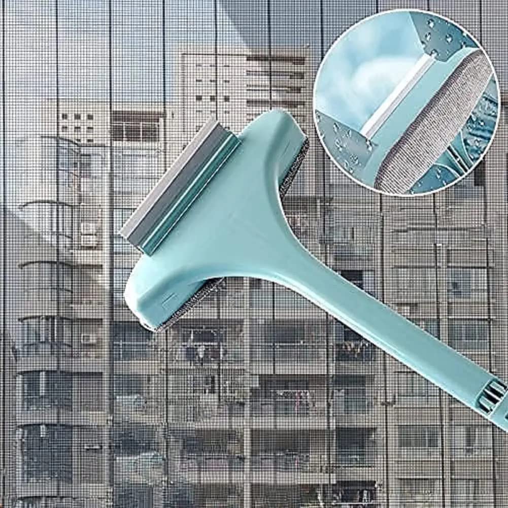 E-Cosmos 2-in-1 Multifunctional Screen & Window Cleaning Brush with Extended Handle - Double-Sided Mesh Wiper for Windows, Screens, Blinds & Shower Doors (Multicolor) - Perfect for Home, Office & Car Cleaning