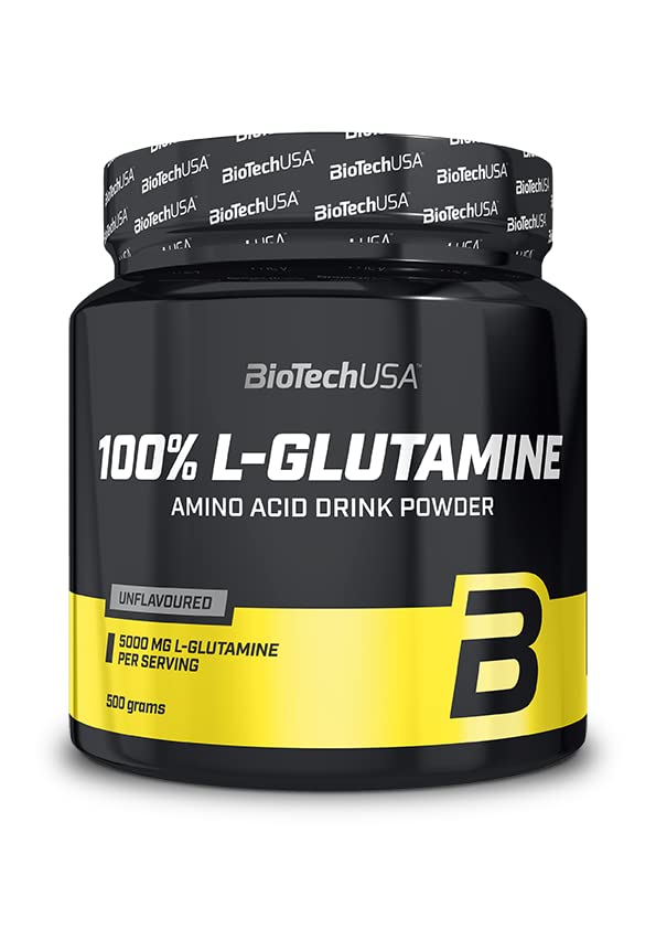 BioTechUSA 100% Pure L-Glutamine Powder - Unflavored 500g for Muscle Recovery & Immune Support | Post-Workout Supplement for Athletes & Fitness Enthusiasts