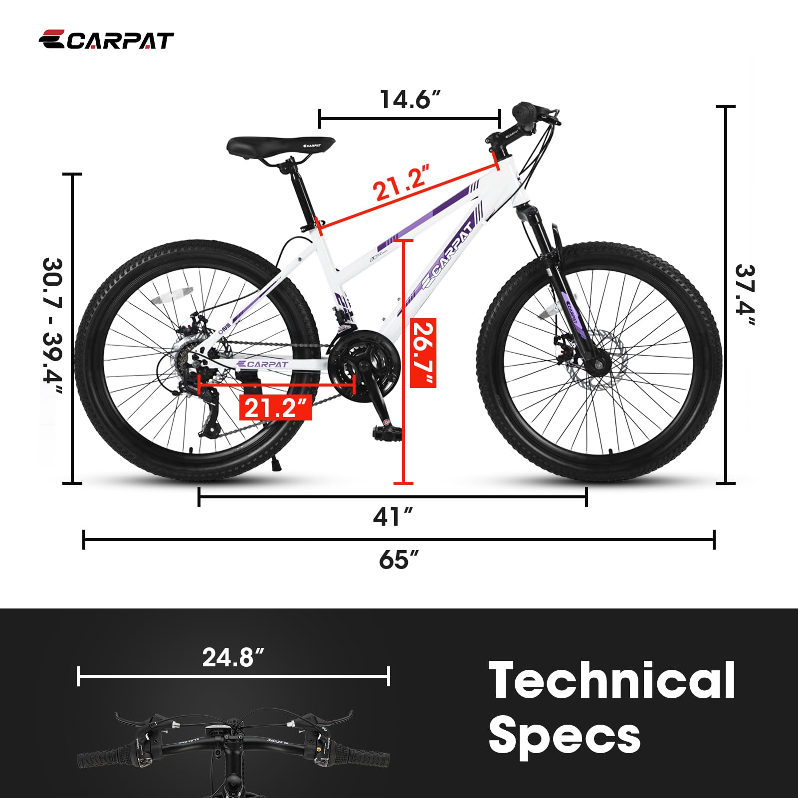 **24/26/27.5 Inch Women's & Girls' Mountain Bike - 21-Speed Commuter Bicycle for Ages 10+ | Perfect for School, Work, City & Snow Riding | Great Birthday & New Year Gift**