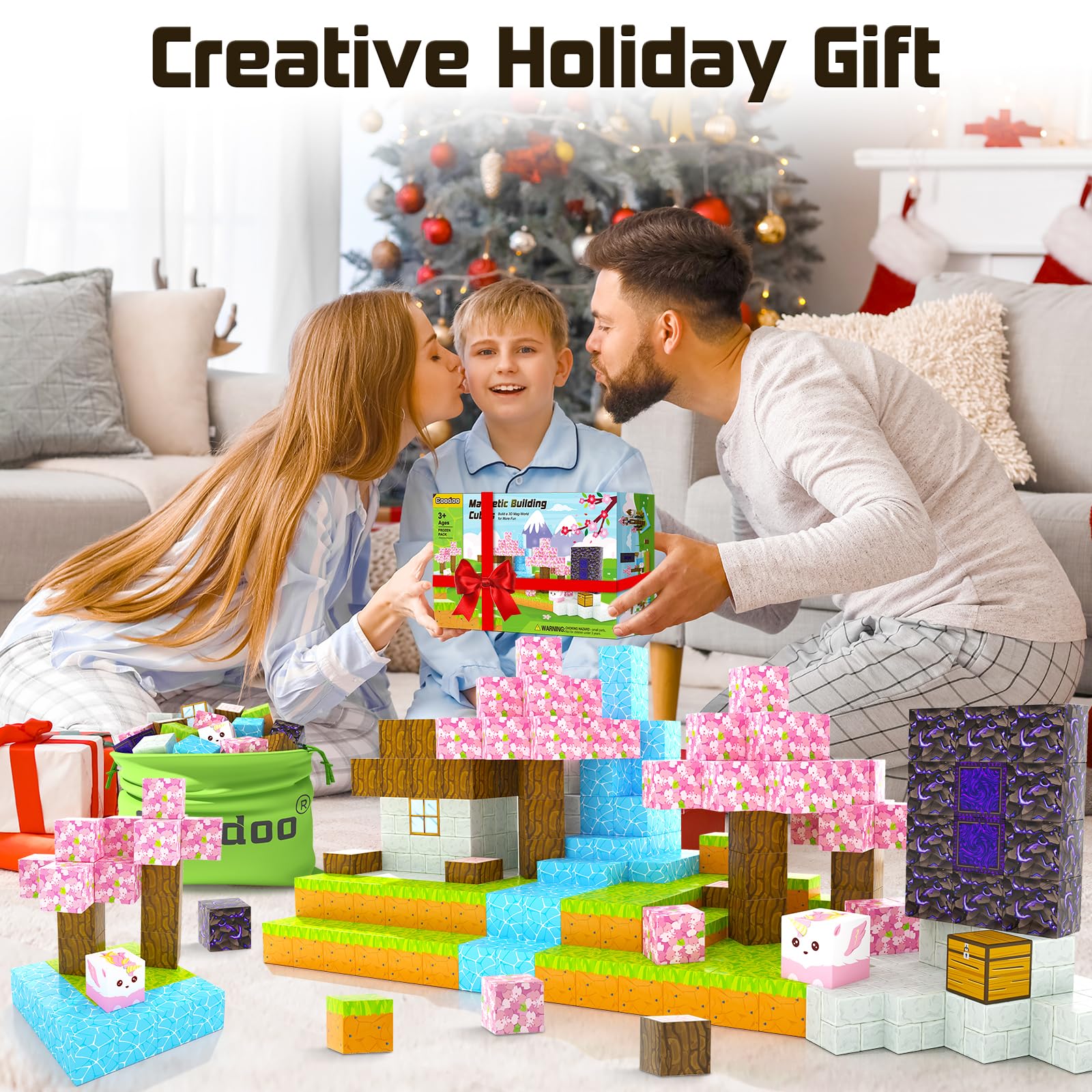 **Magnetic Building Blocks for Kids - STEM Educational Toys for Boys & Girls Ages 3+, Cherry Blossom Themed Magnetic Tiles Set for Creative Construction Play | Perfect for Preschool Learning & Indoor Activities**