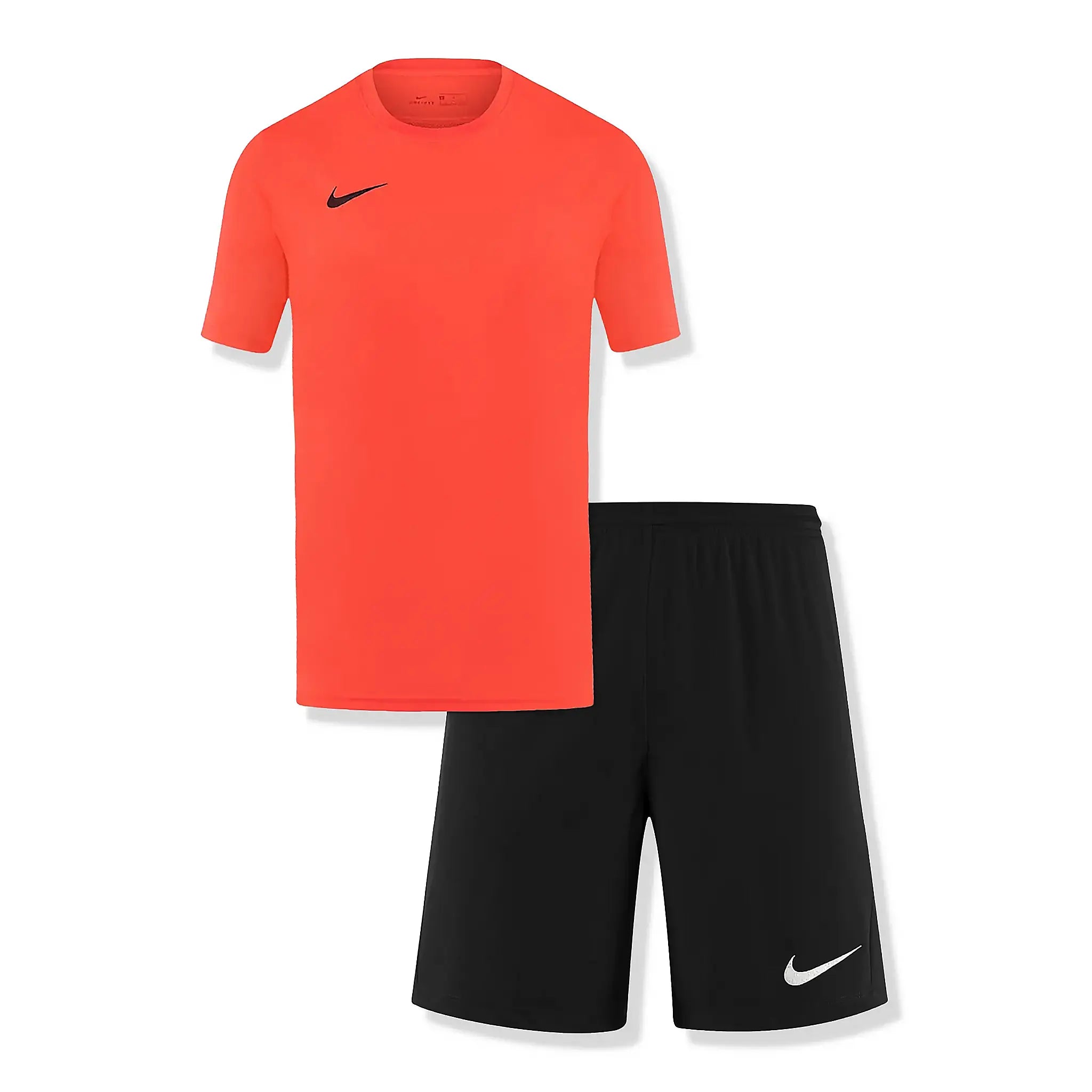 Nike Dri-FIT Park III Bright Crimson Black T-Shirt & Shorts Set - Men's Athletic Workout Outfit for Running, Gym & Casual Wear
