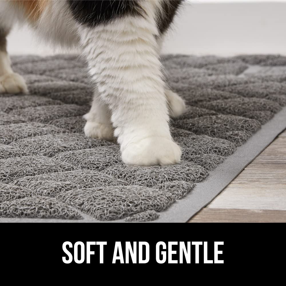 Gorilla Grip Non-Slip Cat Mat & Silicone Pet Feeding Mat with Bowls Set - 24x17 Inch Cat Mat & 1 Cup Capacity Food Mat - Gray 2-Piece Bundle for Kittens & Dogs - Perfect for Messy Eaters & Water Bowl Areas