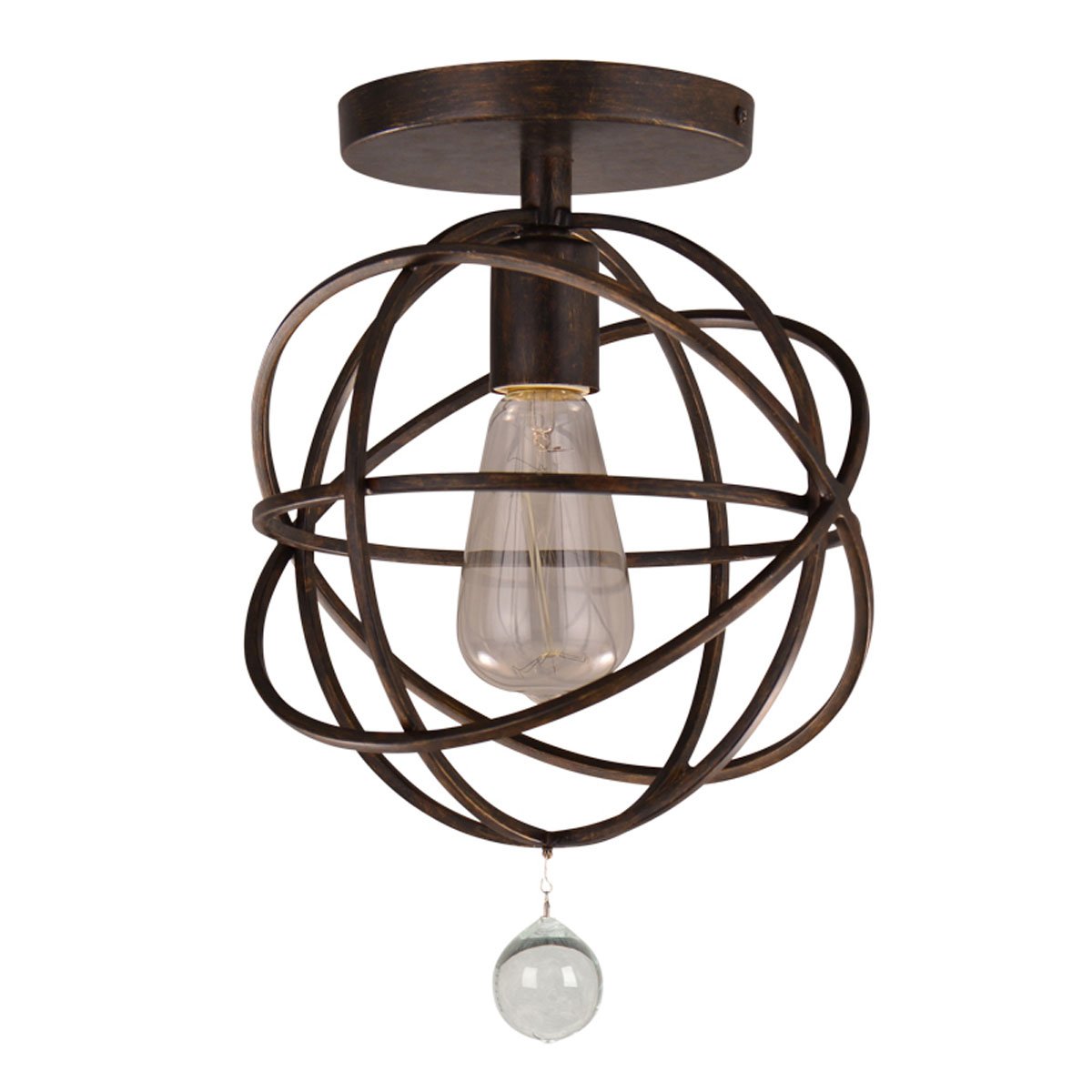 Crystorama 9220-EB Solaris One Light Pendant Light Fixture in English Bronze Finish - Modern Dining Room & Kitchen Island Lighting
