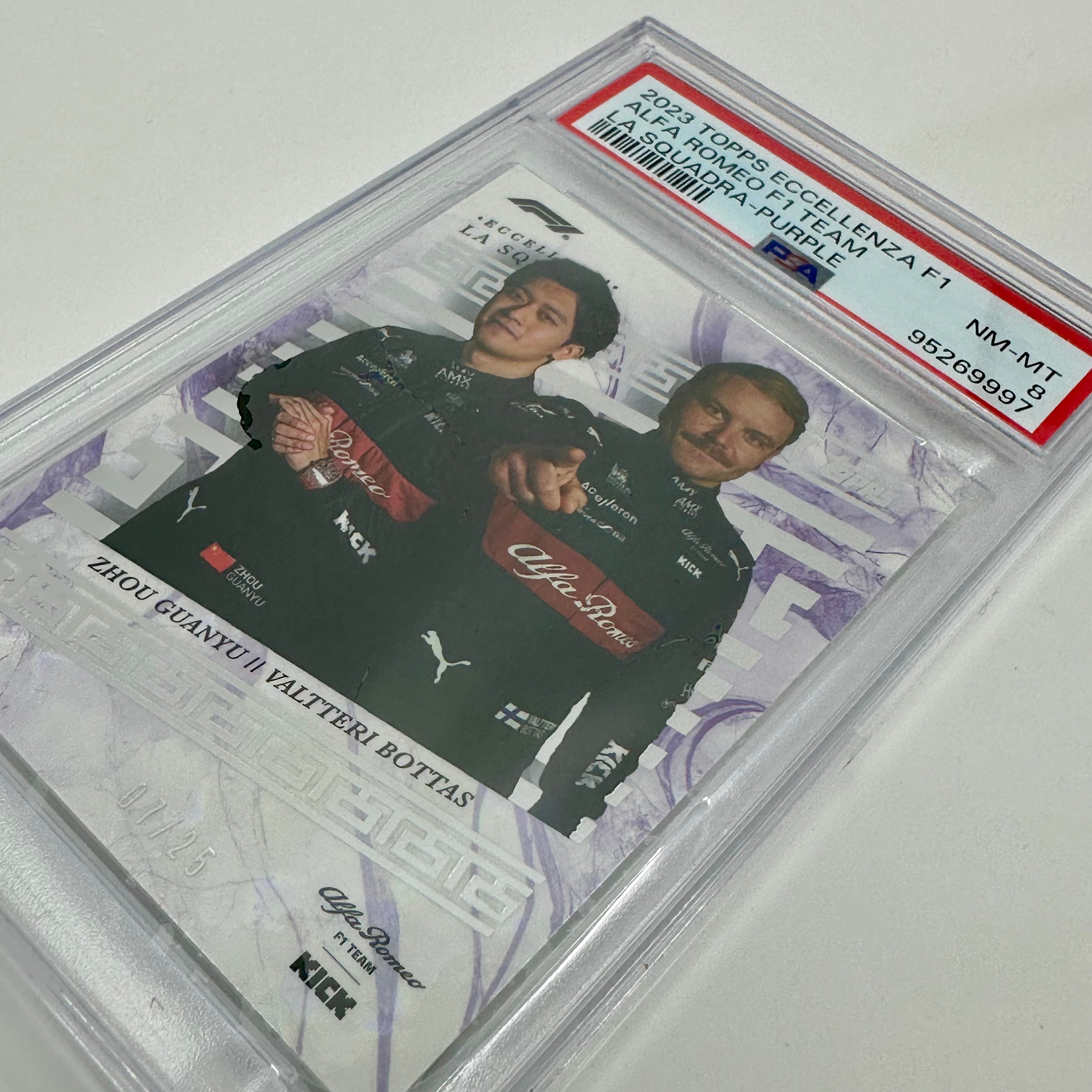 2023 Alfa Romeo Bottas & Guanyu Eccellenza La Squadra PSA 8 Graded Trading Card - Perfect for F1 Collectors and Motorsport Memorabilia Enthusiasts