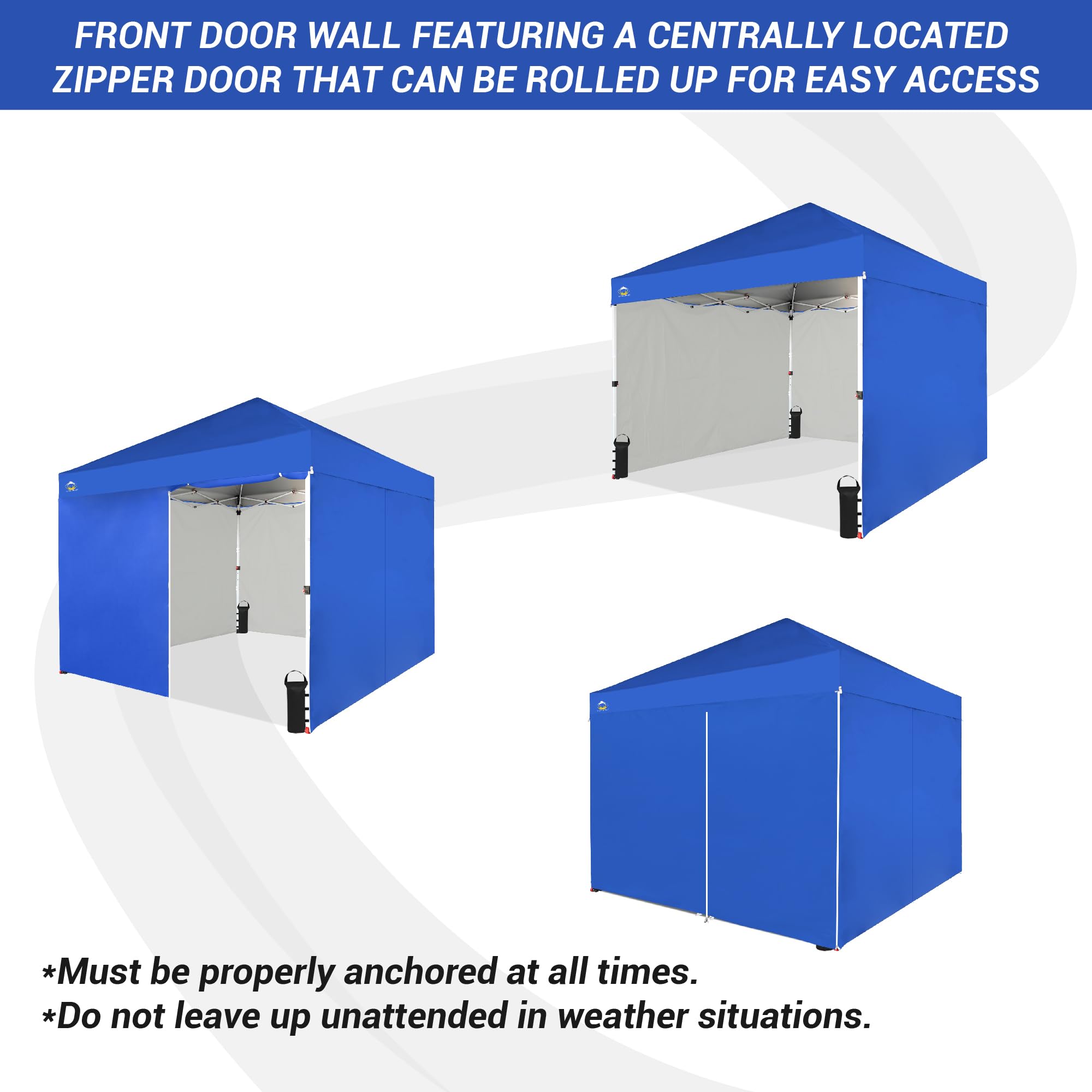 10x10 Pop Up Canopy Tent with Sidewalls - Blue for Outdoor Events & Markets