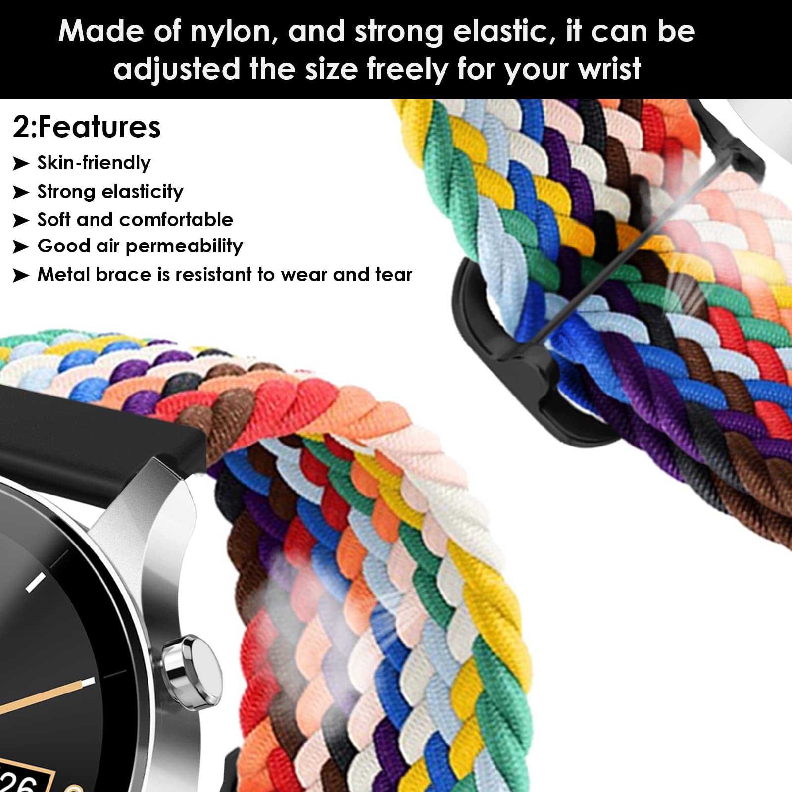 **Cobee Stretchable Nylon Braided Sport Band - Soft Elastic Solo Loop Replacement Strap for Apple Watch, Samsung Galaxy Watch & Fitbit - Perfect for Running, Gym & Everyday Wear**