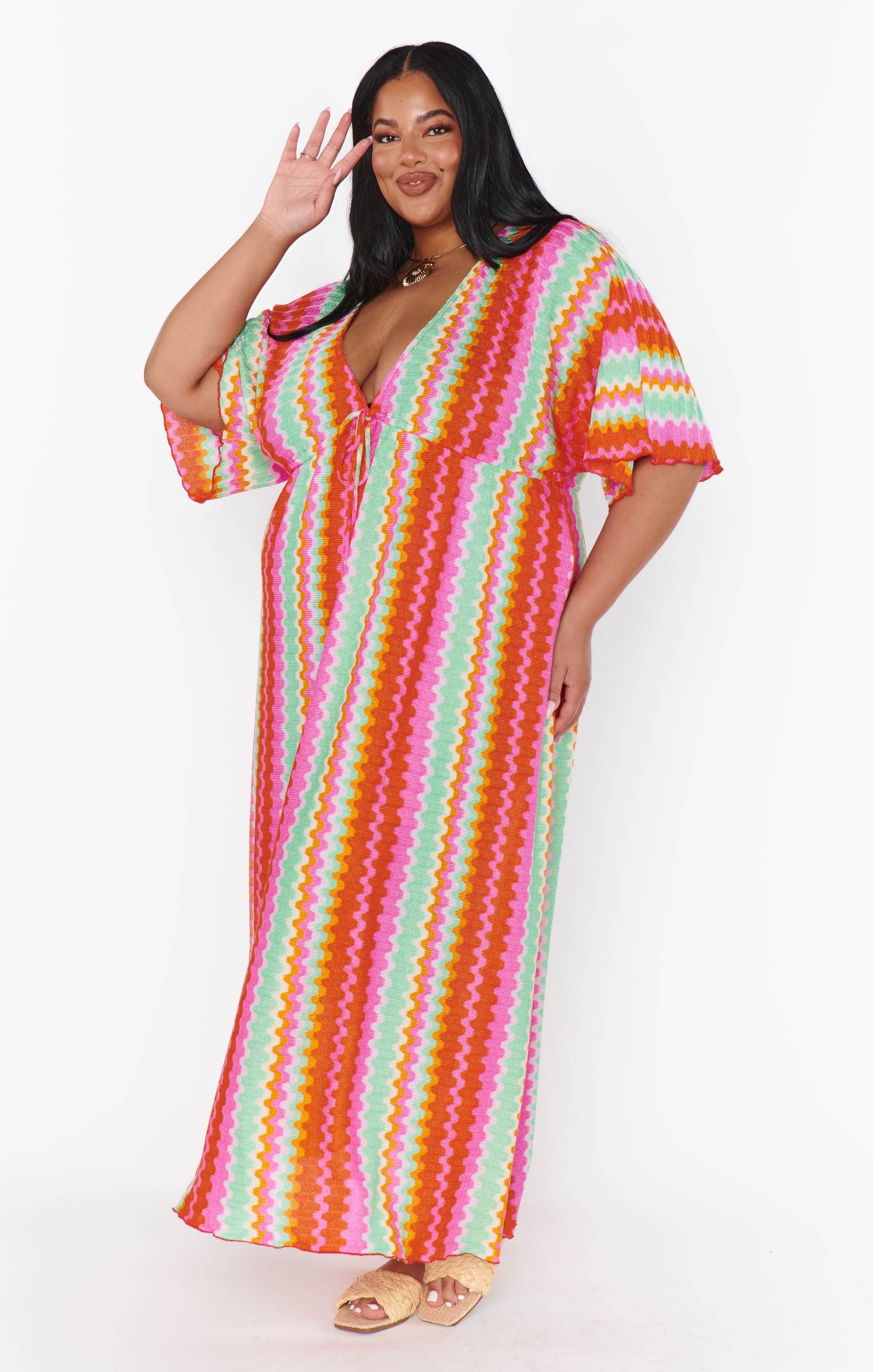 Kenzie Maxi Dress - Cabo Groovy Knit Flowy Beach Cover Up Dress for Women | Boho Summer Vacation Outfit | Perfect for Beach Parties, Music Festivals & Tropical Getaways