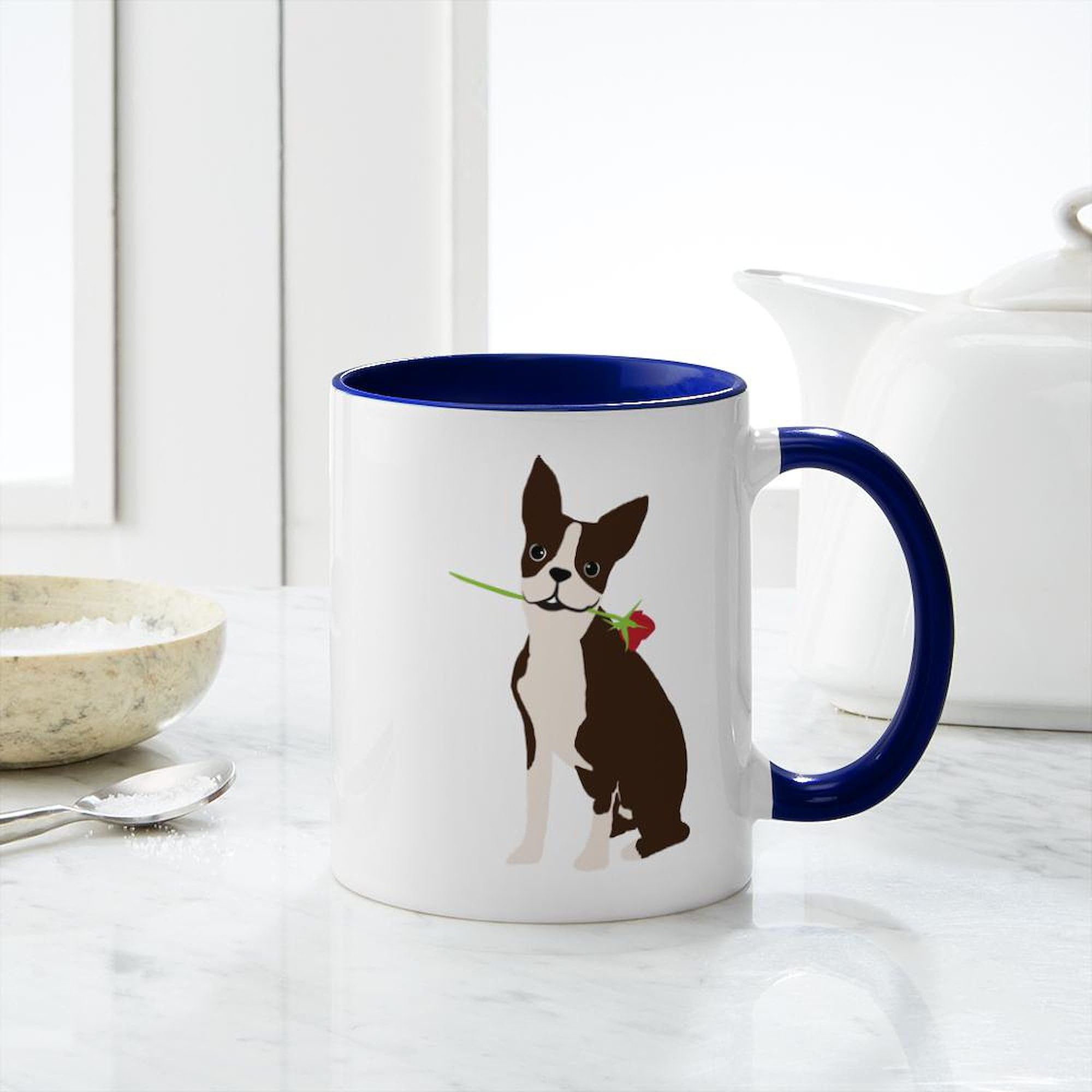 Boston Terrier Ceramic Coffee Mug 11 oz (325 ml) - Funny Dog Lover Gift for Office, Home & Travel - Perfect for Tea, Hot Chocolate & Coffee Lovers