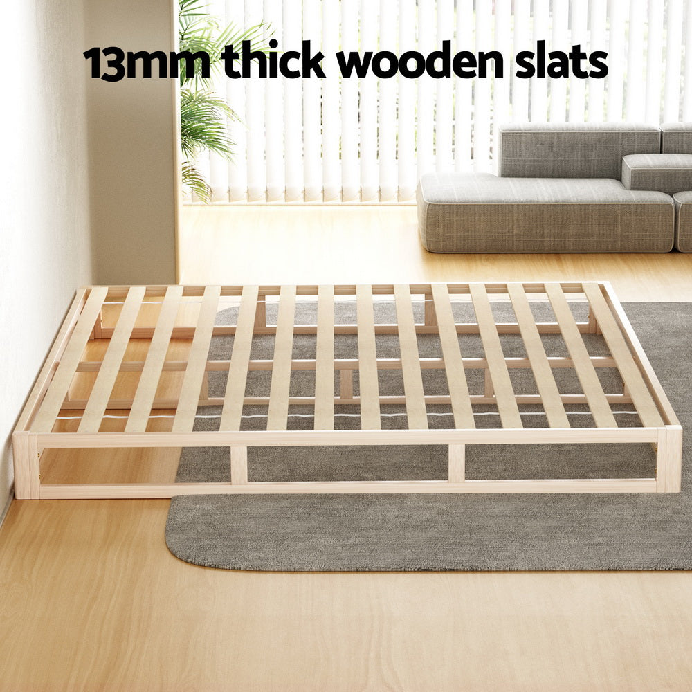 Minimalist Solid Pinewood King Bed Frame - Sturdy & Eco-Friendly Wooden Bed Base for Modern Bedrooms