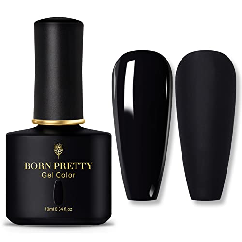 BORN PRETTY Black Soak Off UV LED Gel Nail Polish - 10ML Salon Quality Nail Art Manicure Kit for DIY Home & Professional Use | Perfect for Nail Extensions, French Tips & Gel Manicures