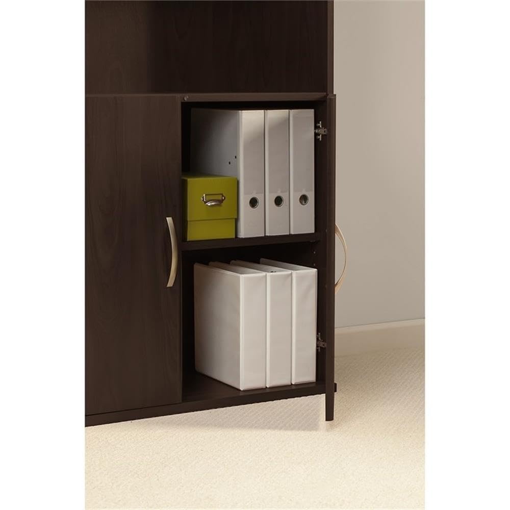 Bush Business Furniture 36-Inch Wide 5-Shelf Bookcase with Doors in Mocha Cherry - Perfect for Home Office, Living Room & Library Storage Organization