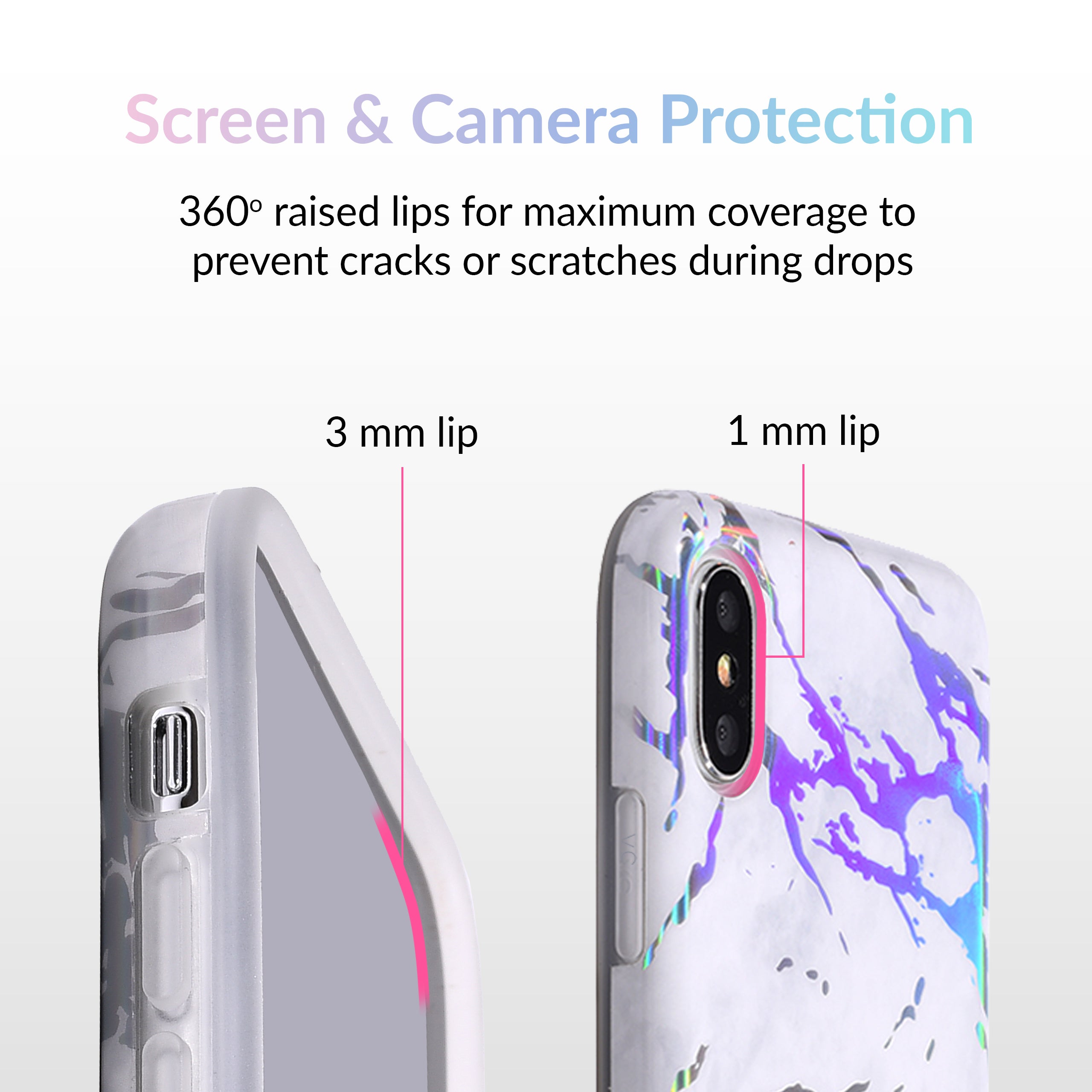Holo White Marble iPhone Case - Premium Protective Cover for iPhone 13/14/15 - Slim & Stylish Design - Perfect for Work, Travel & Everyday Use
