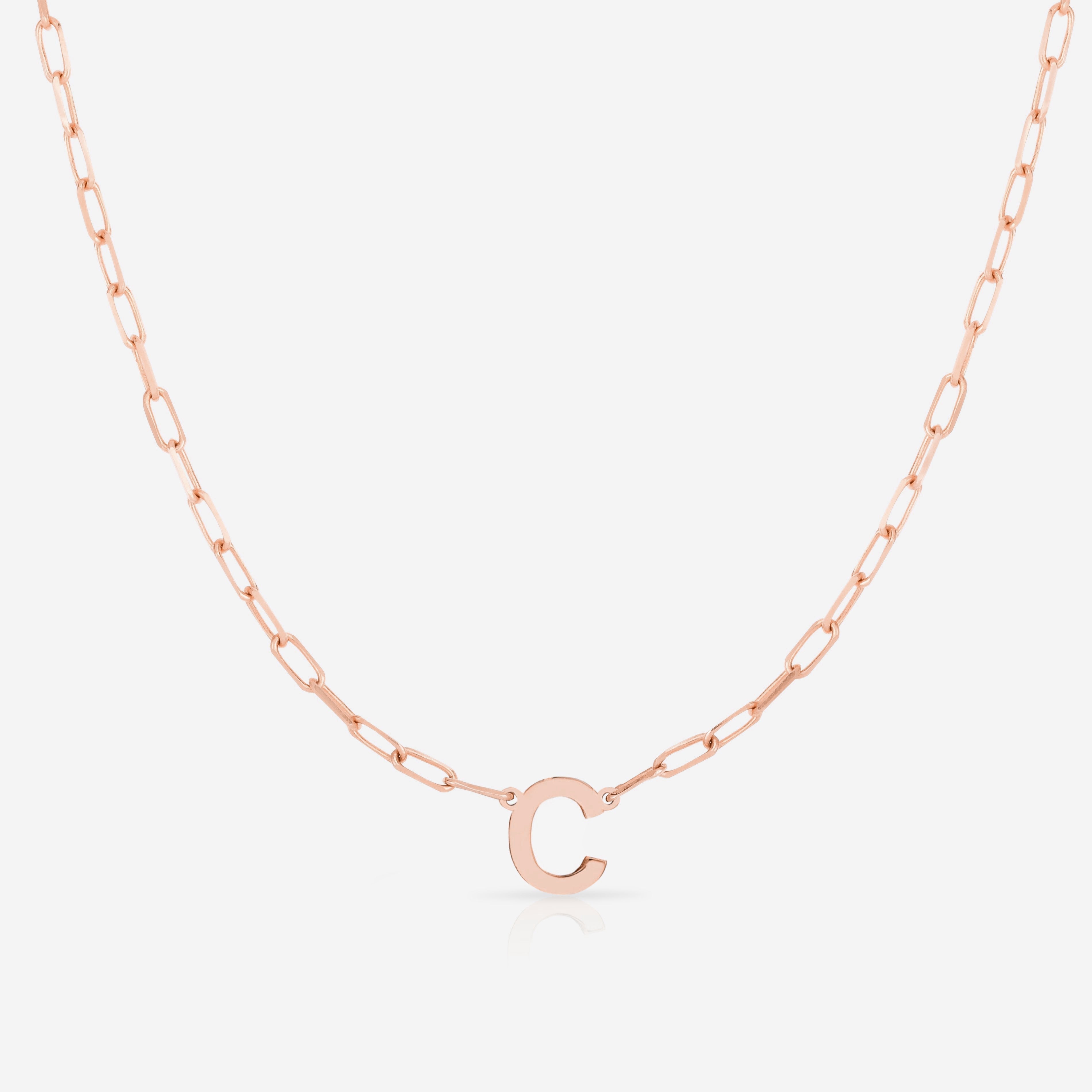 Block Initial & Link Chain Necklace for Women - Personalized Name Letter Pendant Jewelry Gift for Birthday, Anniversary, Valentine's Day | Everyday Wear, Layering, Special Occasions