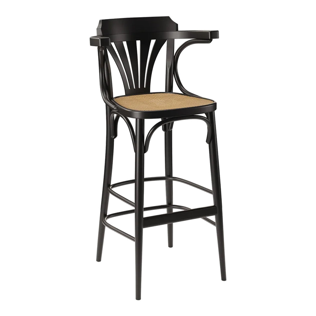 Barstool 135 with Cane Seat - Rustic Wooden Bar Stool for Kitchen Counter, Pub, or Home Decor