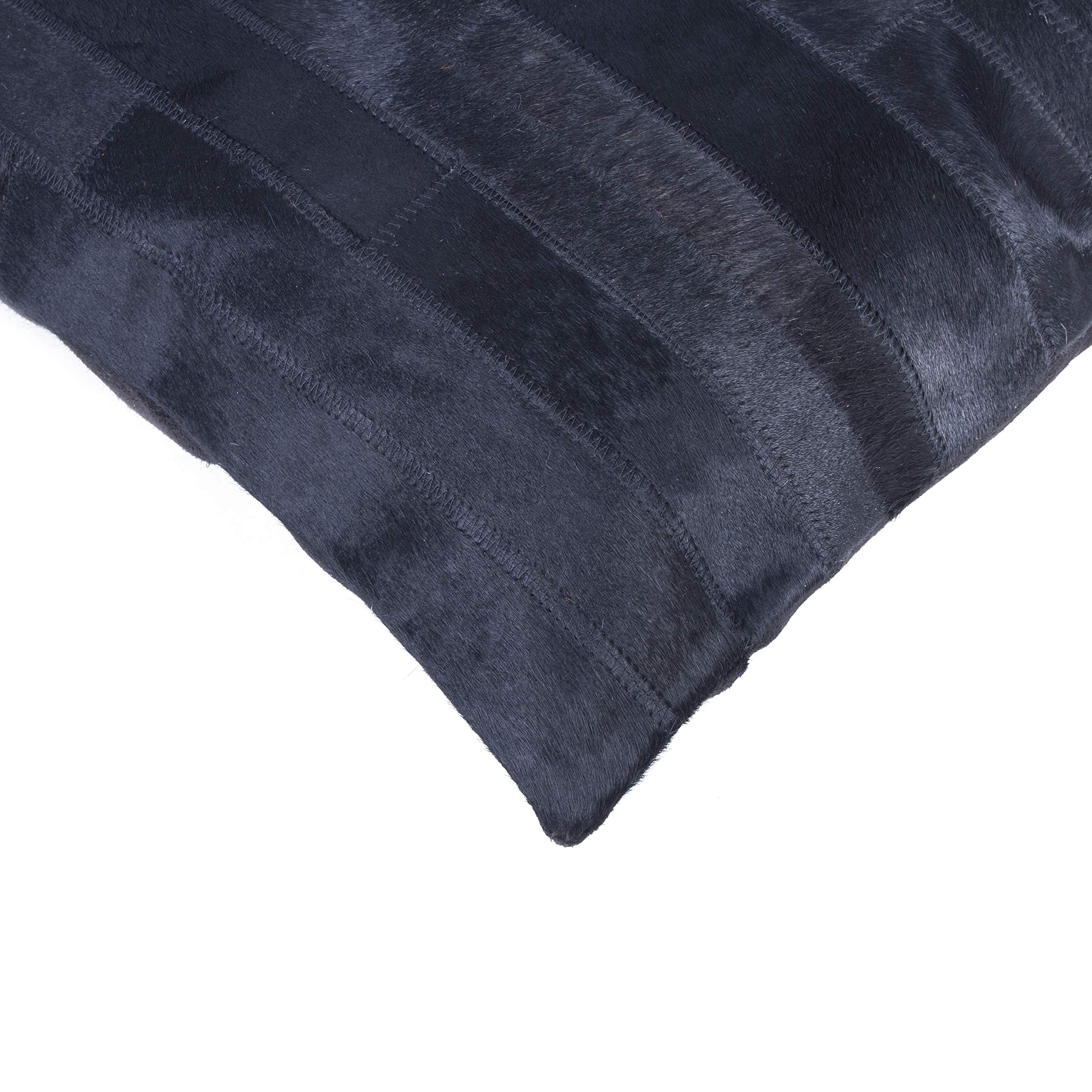 Premium Set of 2 Handmade 100% Natural Torino Cowhide Throw Pillows with Polyester Insert - 18x18 Inch Black Leather Decorative Cushions for Sofa, Bed, Living Room & Home Decor