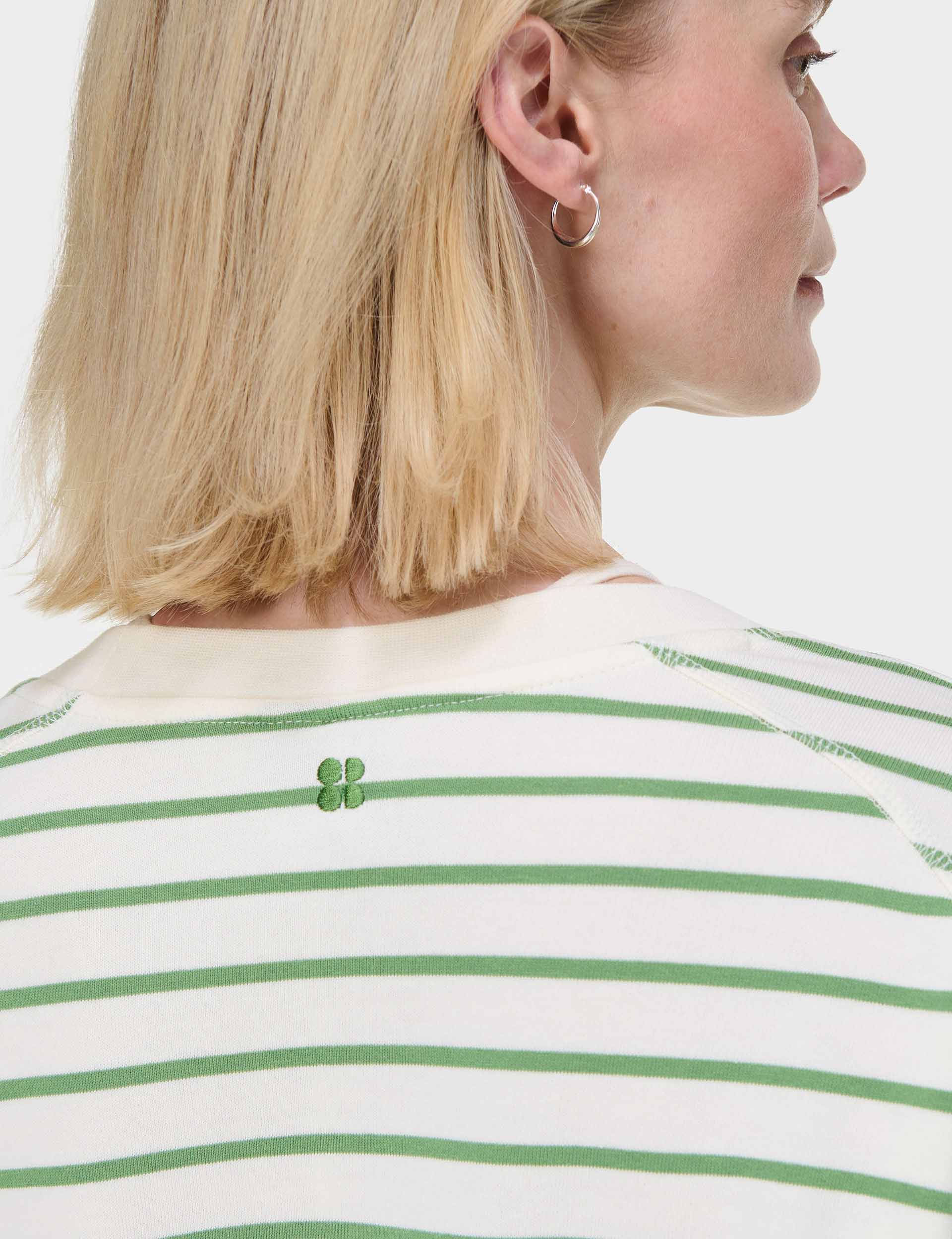 After Class Crop Sweatshirt - Lilywhite Green Stripe | Women's Casual Pullover Hoodie for School, College, Streetwear & Lounge Comfort