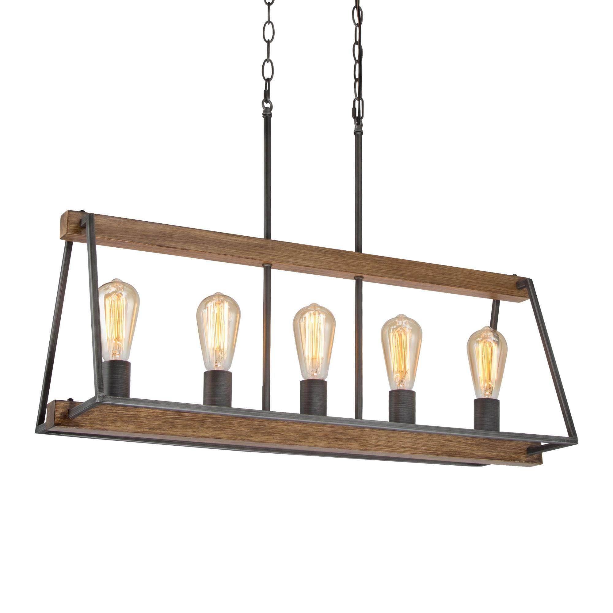 LOG BARN Farmhouse Chandelier - 5-Light Rustic Metal Pendant Lighting for Dining Room & Kitchen Island (30.5 Inch) - Perfect for Country Style Home Decor & Farmhouse Interior Design