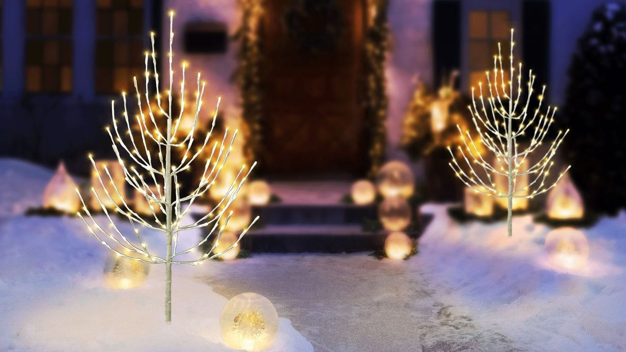 3' Twig Tree Decoration with Twinkling 5MM LED Lights - Christmas Table Centerpiece, Holiday Home Decor, Winter Wedding & Party Decoration