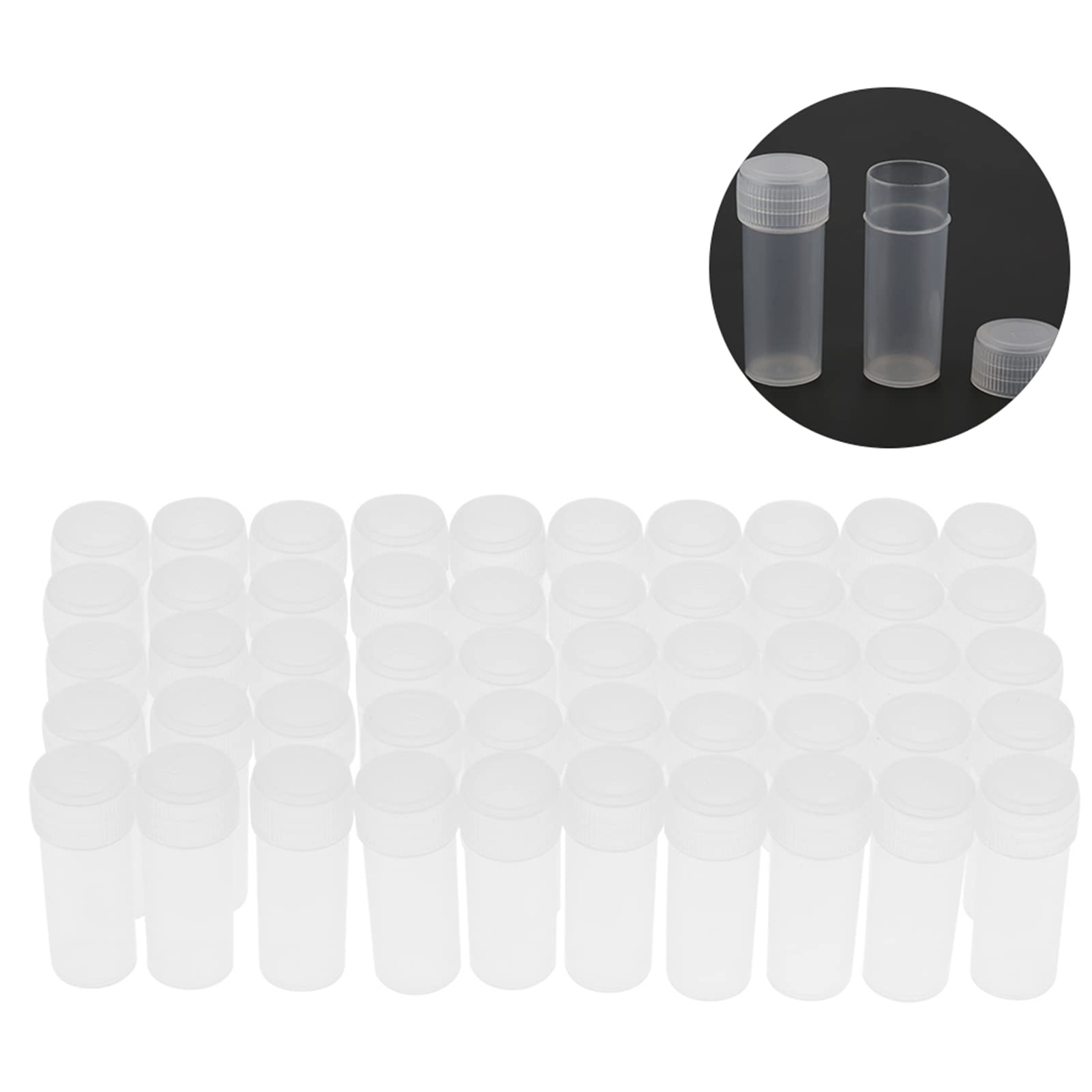 FTVOGUE 50 Pack 5ml Plastic Sample Bottles - Clear Travel-Sized Containers with Leak-Proof Lids for Essential Oils, Perfume, Cosmetics & DIY Crafts (Great for Home, Salon & On-the-Go Use)