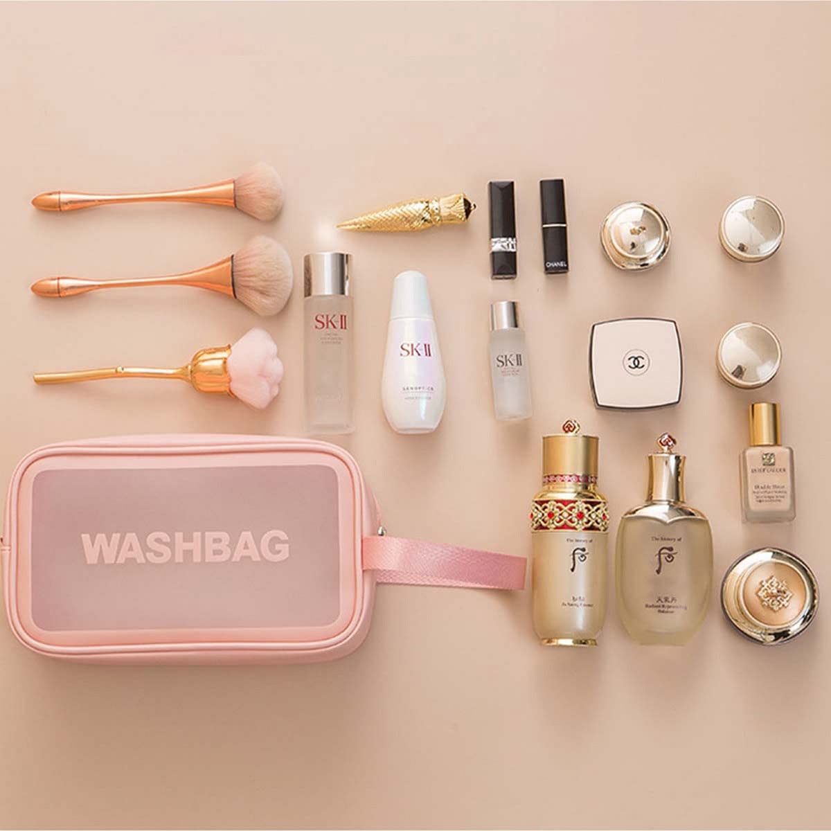 Anayo Small Waterproof Makeup Bag - Travel Cosmetic Organizer with Zipper, Portable Washable Toiletry Pouch (Pink) | Perfect for Travel, Gym & Daily Essentials Storage