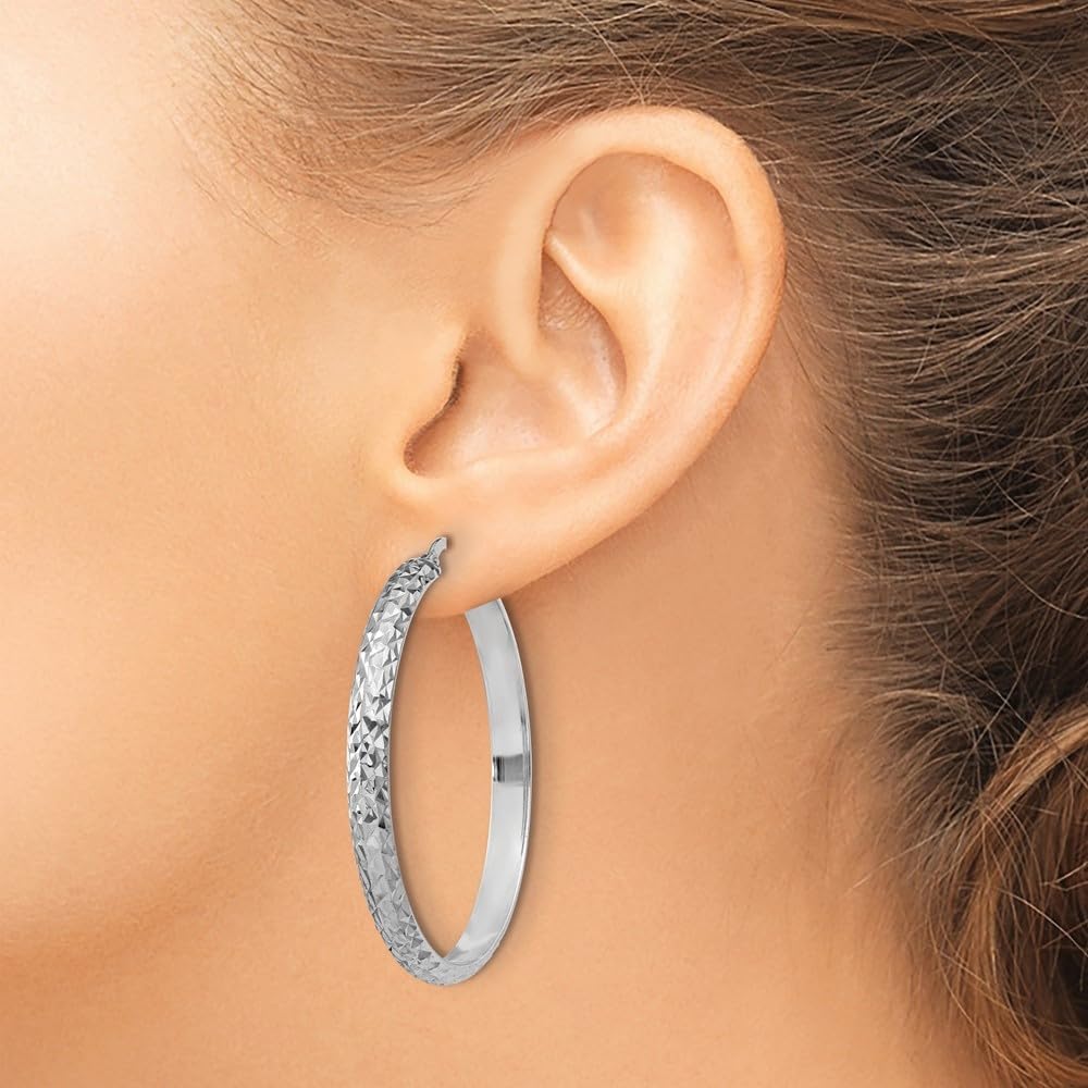 Diamond2Deal 925 Sterling Silver Wire & Clutch Hoop Earrings - 1.59 Inch Length, 1.54 Inch Width - Elegant Dangle Earrings for Women, Perfect for Parties, Weddings & Everyday Wear
