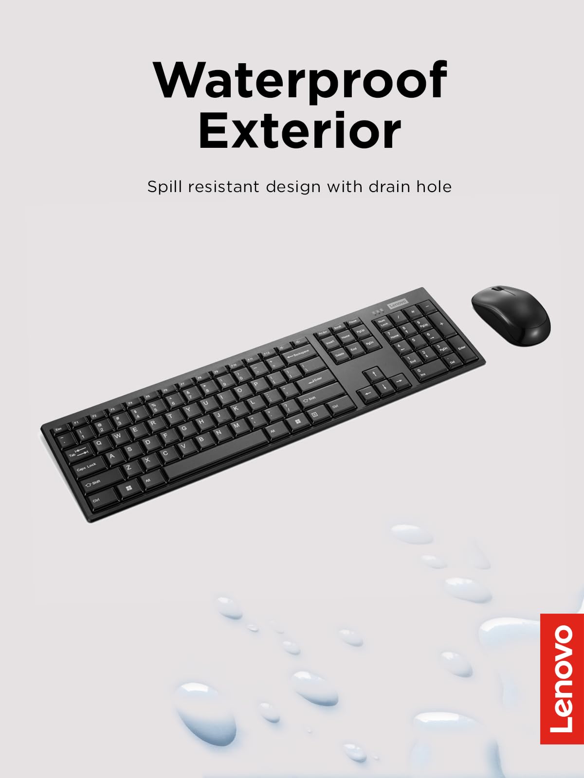 Lenovo 100 Wireless Keyboard and Mouse Combo - Spill-Resistant Quiet Keys, 3-Zone Keyboard, Ambidextrous Mouse - Compact Wireless USB Set for Office, Home & Gaming (Black)