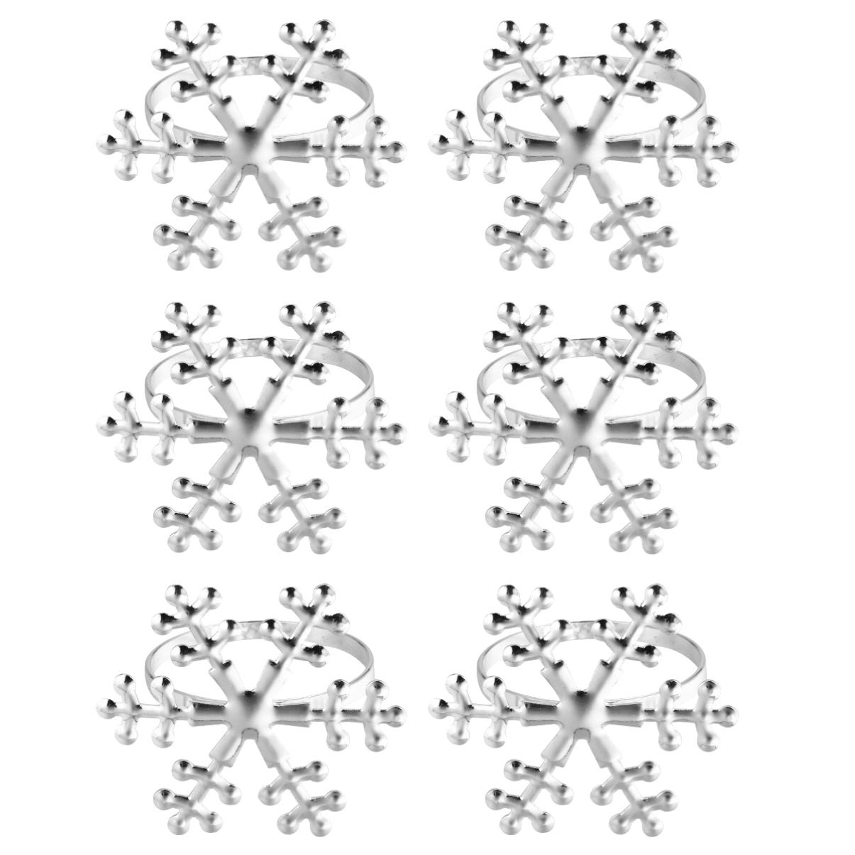 Vintage Christmas Snowflake Napkin Rings Set - 6PCS Holiday Dinner Decor with Rhinestones for Xmas Party, Wedding Banquet & Festive Table Setting