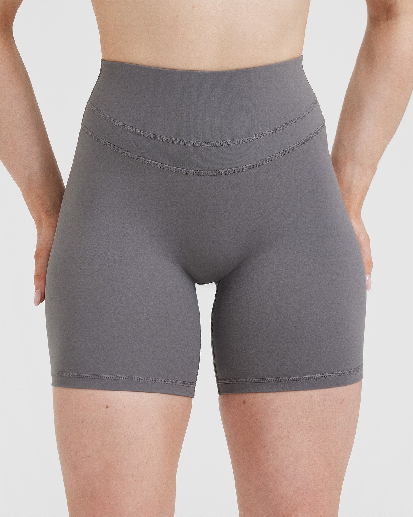 High Waisted Shorts for Women - 6-Pack Comfortable Stretch Ash Grey Workout Shorts | Perfect for Yoga, Running, and Gym