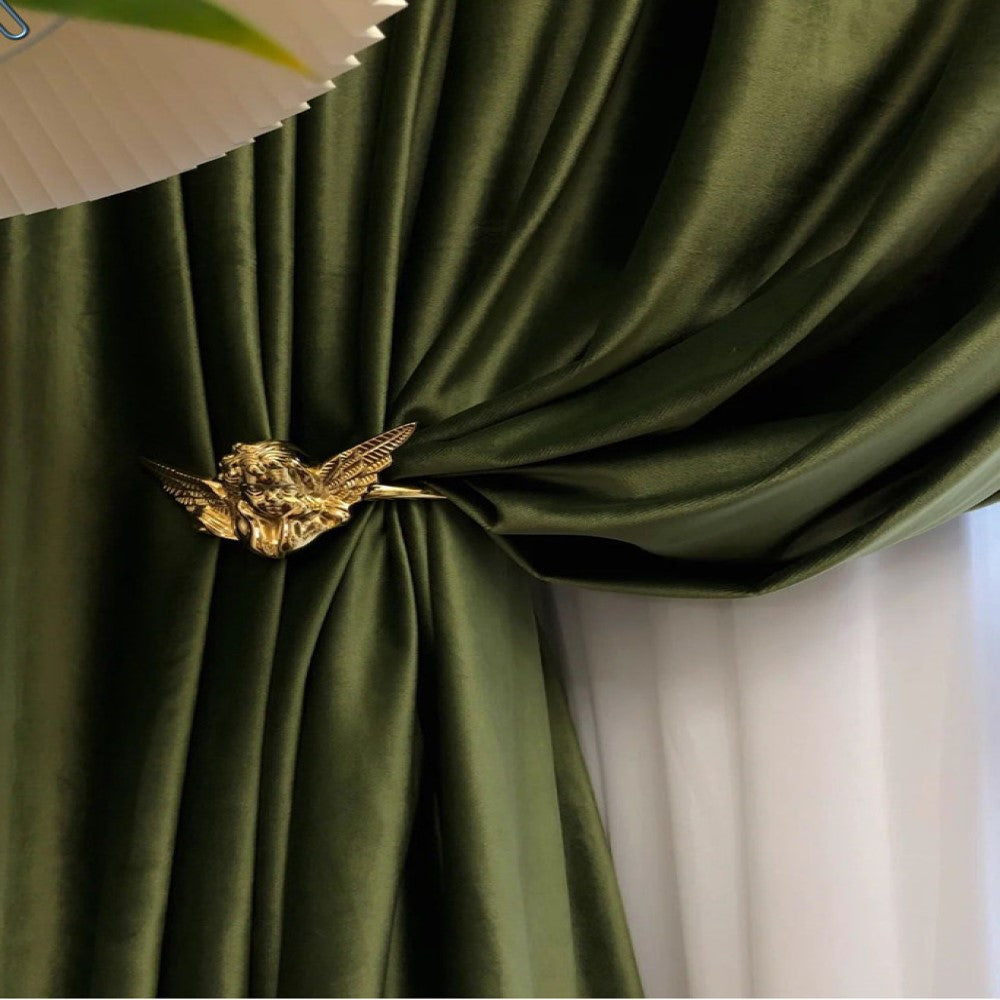 Taylor.H Dutch Plain Velvet Curtains - Dark Olive Green Blackout Drapes for Living Room & Bedroom - Thermal Insulated Window Treatments for Home Decor