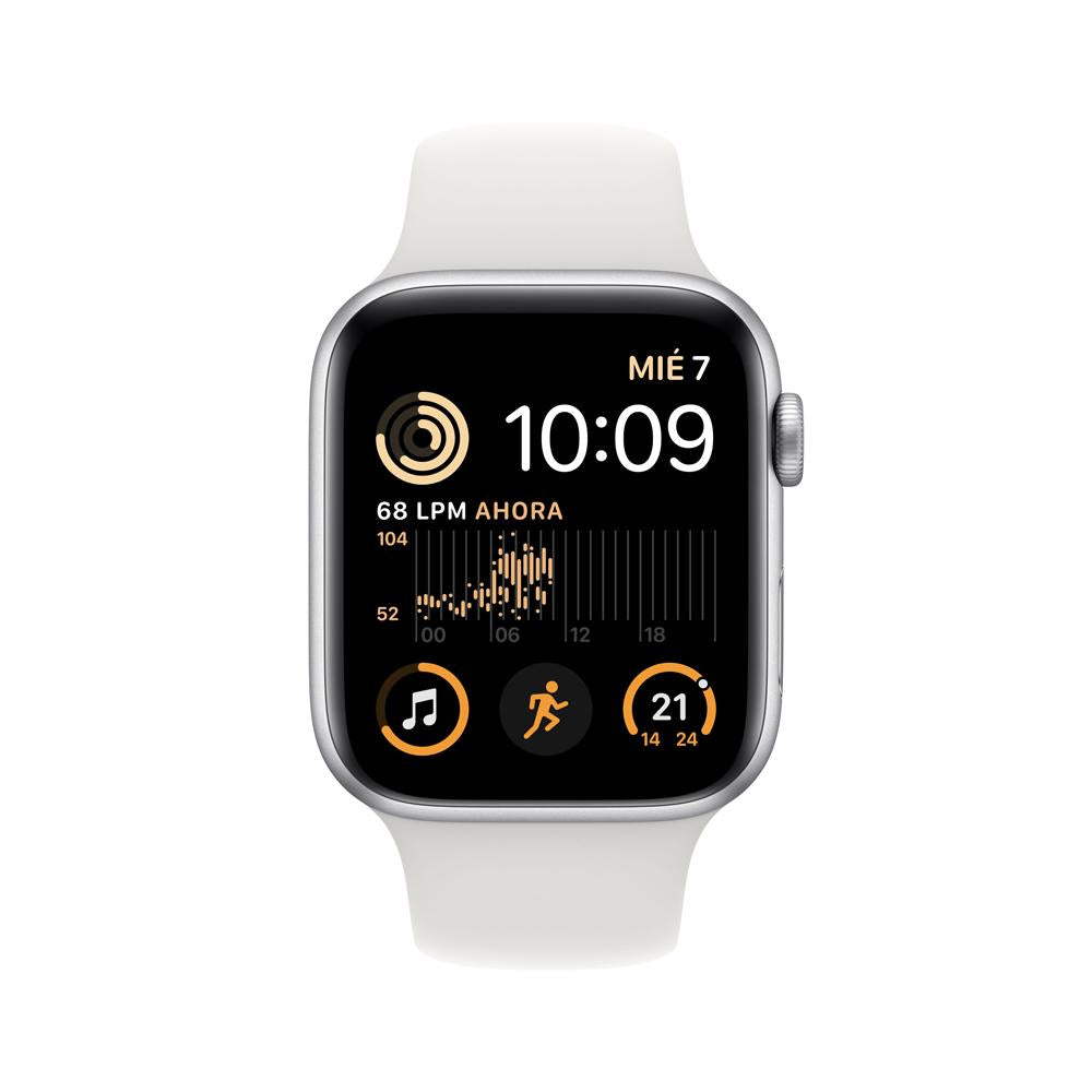 Apple Watch SE (GPS) 44mm Silver Aluminum Case with White Sport Band - Perfect for Fitness Tracking, Workouts & Everyday Use