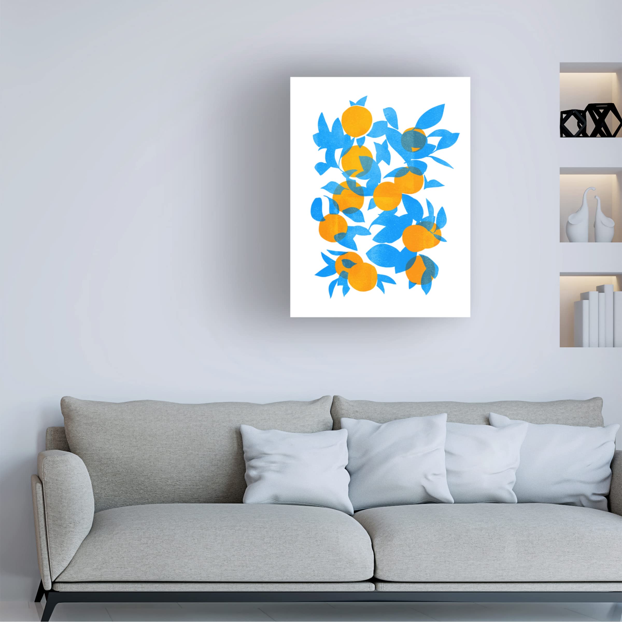 Emma Scarvey 'Bright Tangerines I' Canvas Wall Art Print - Modern Orange Fruit Still Life Painting for Living Room, Bedroom & Office Decor