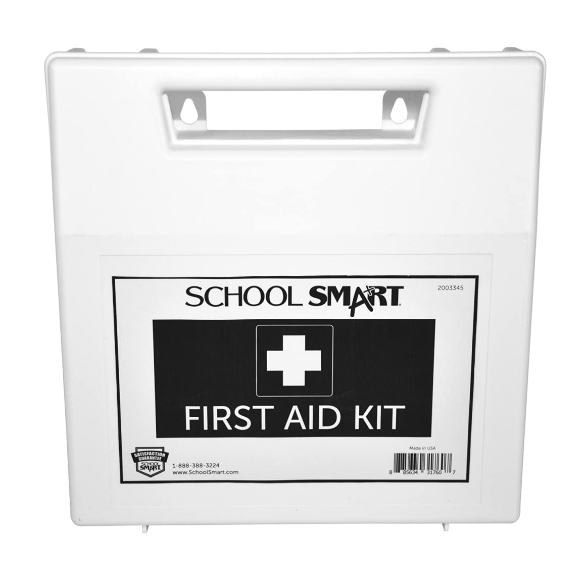 School Smart First Aid Kit for 50 People - Durable Plastic Case with 100+ Medical Supplies - Ideal for Classrooms, Offices & Emergency Preparedness