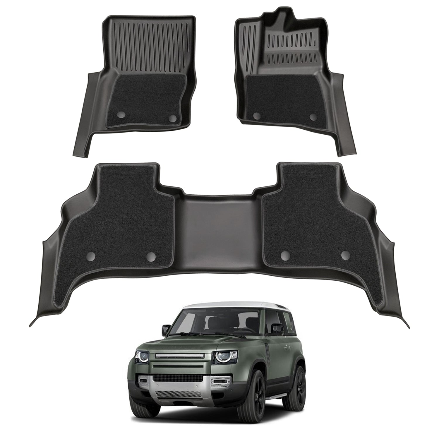 Premium Double Layer All-Weather Car Floor Mats for Land Rover Defender L663 Series 110 (5 Seats) | 2020-2024 Models | Heavy Duty Protection for Mud, Snow & Spills | Perfect for Off-Road Adventures & Daily Commutes