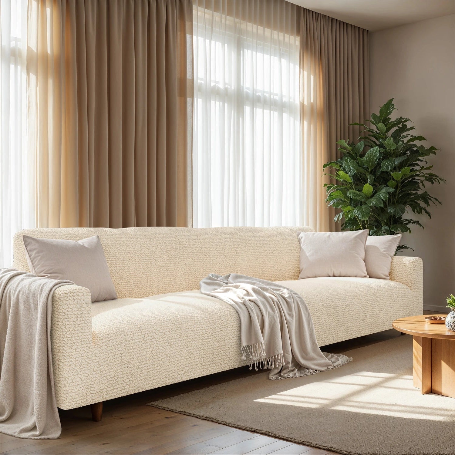 4-Seater Sofa Slipcover - Soft Microfiber Fabric, Stretchable & Washable - Perfect for Living Room, Family Room & Home Decor