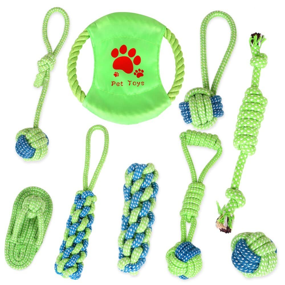 Entcook 9Pcs Dog Chew Toys for Puppies - Durable Knotting Cotton Rope Toys for Teething, Small Dogs & Puppy - Perfect for Indoor Play, Training & Dental Health