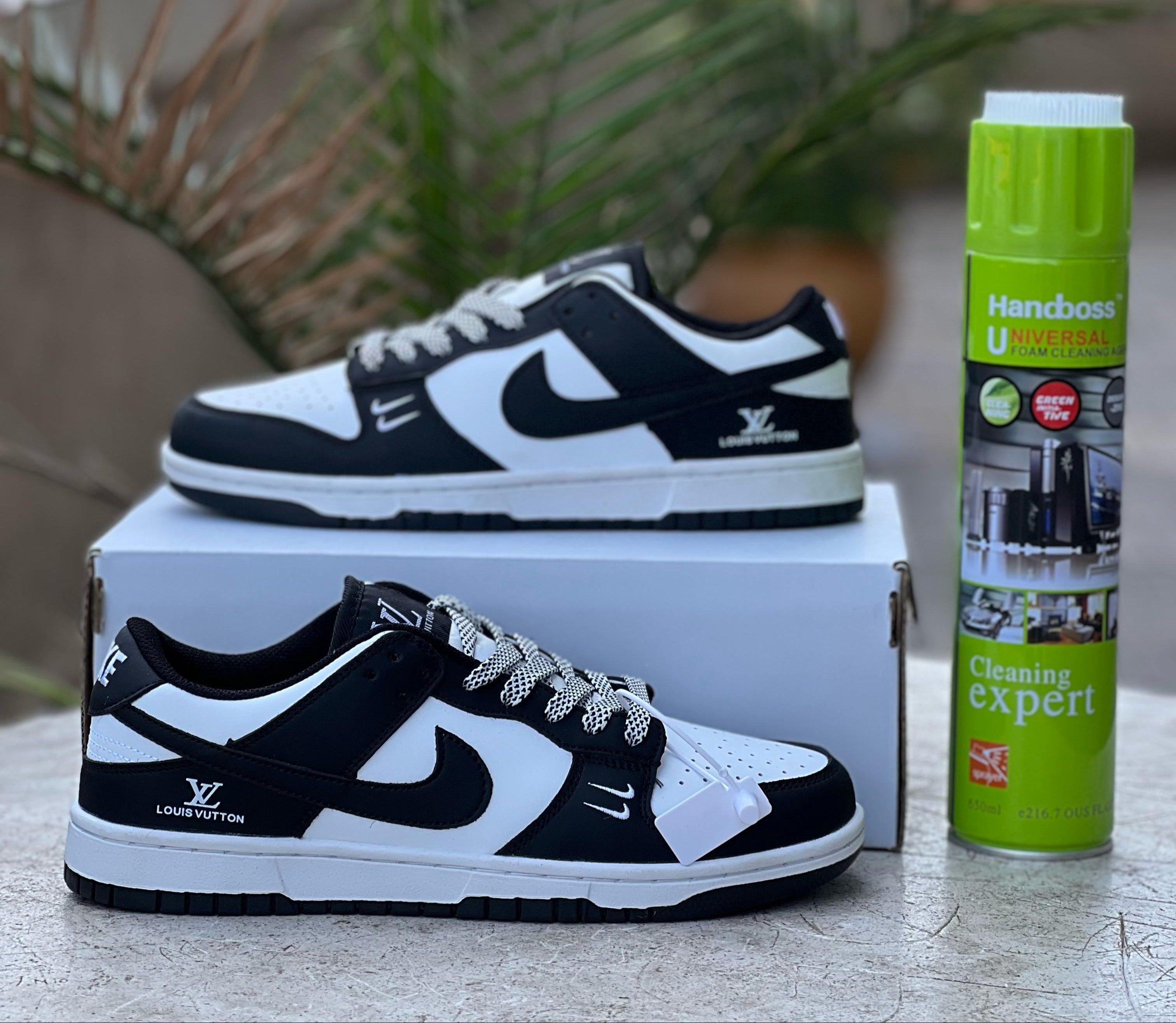 Nike Dunk Low x Louis Vuitton Black & White Sneakers for Men - Limited Edition Luxury Streetwear Shoes for Casual Wear, Fashion & Sneaker Collectors