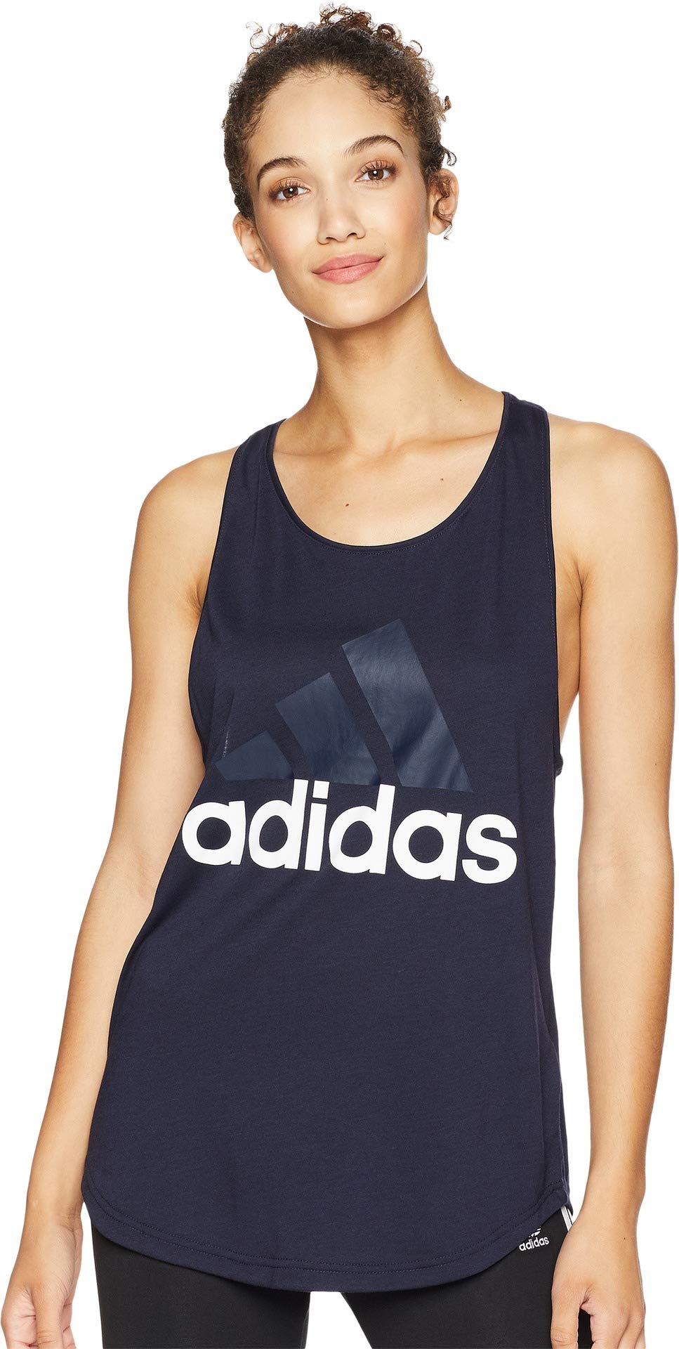 Adidas Essentials Linear Loose Fit Tank Top for Women - Legend Ink/White - Large Size - Perfect for Gym, Yoga & Casual Summer Outfits
