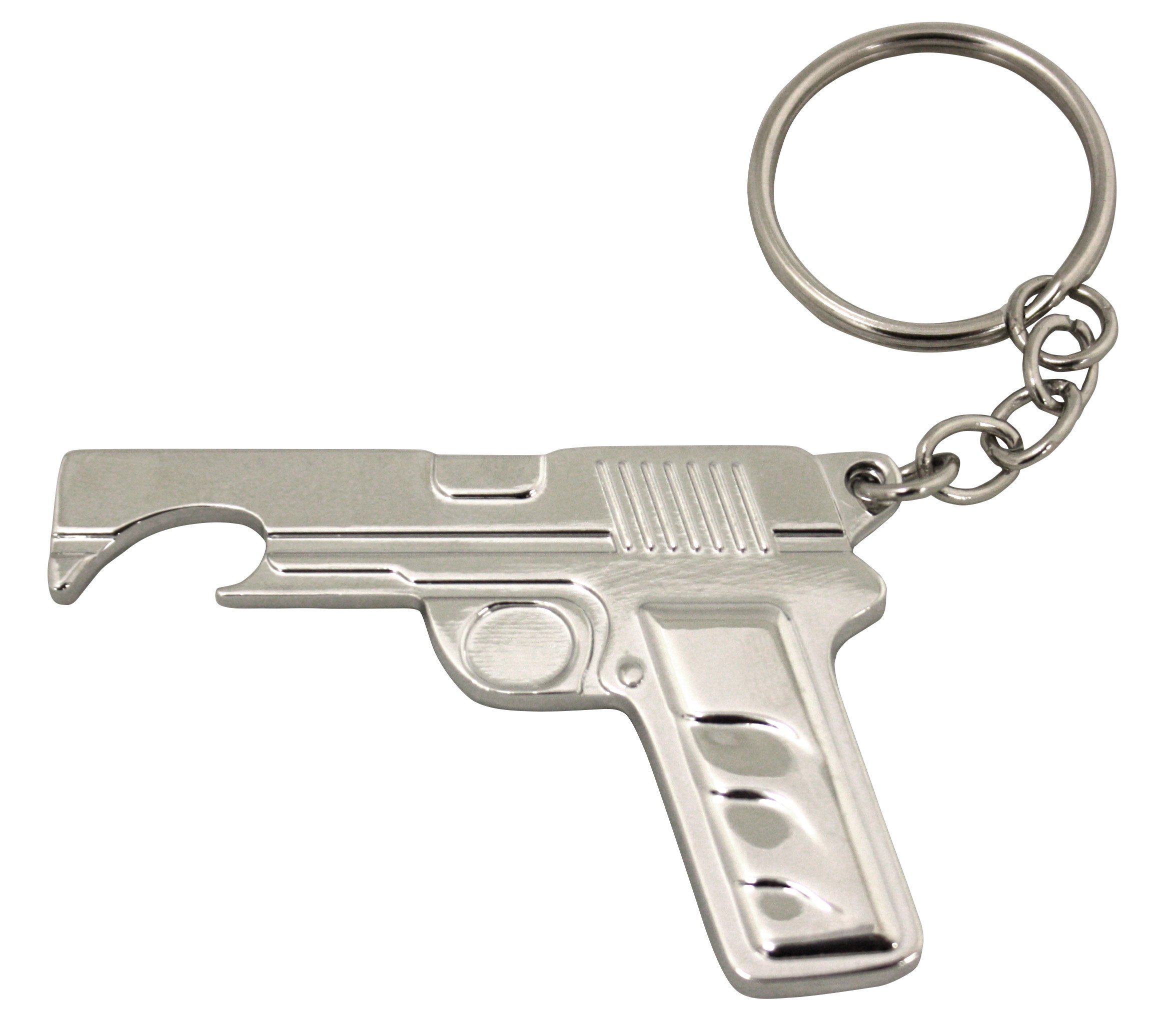 Island Dogs Gun Bottle Opener Keychain - Silver | Cool & Functional Bottle Opener for Beer, Wine & Soda | Perfect for Parties, Camping & Outdoor Adventures