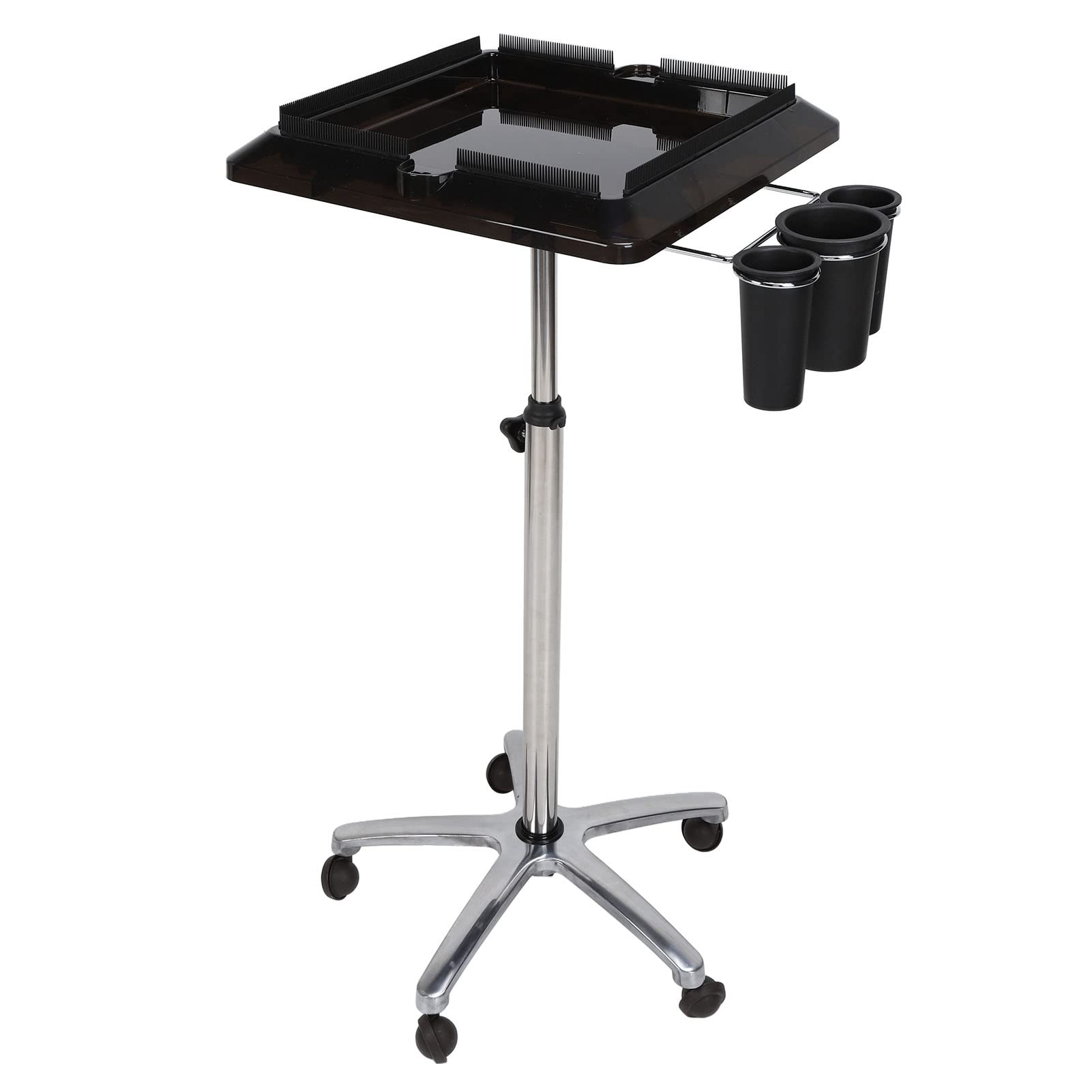 Adjustable Rolling Salon Tray Cart with Tool Holders - Mobile Hairdressing Utility Cart for Stylists | Perfect for Hair Extensions, Salon Storage & Spa Treatments | Salon Organization & Styling Station Solution